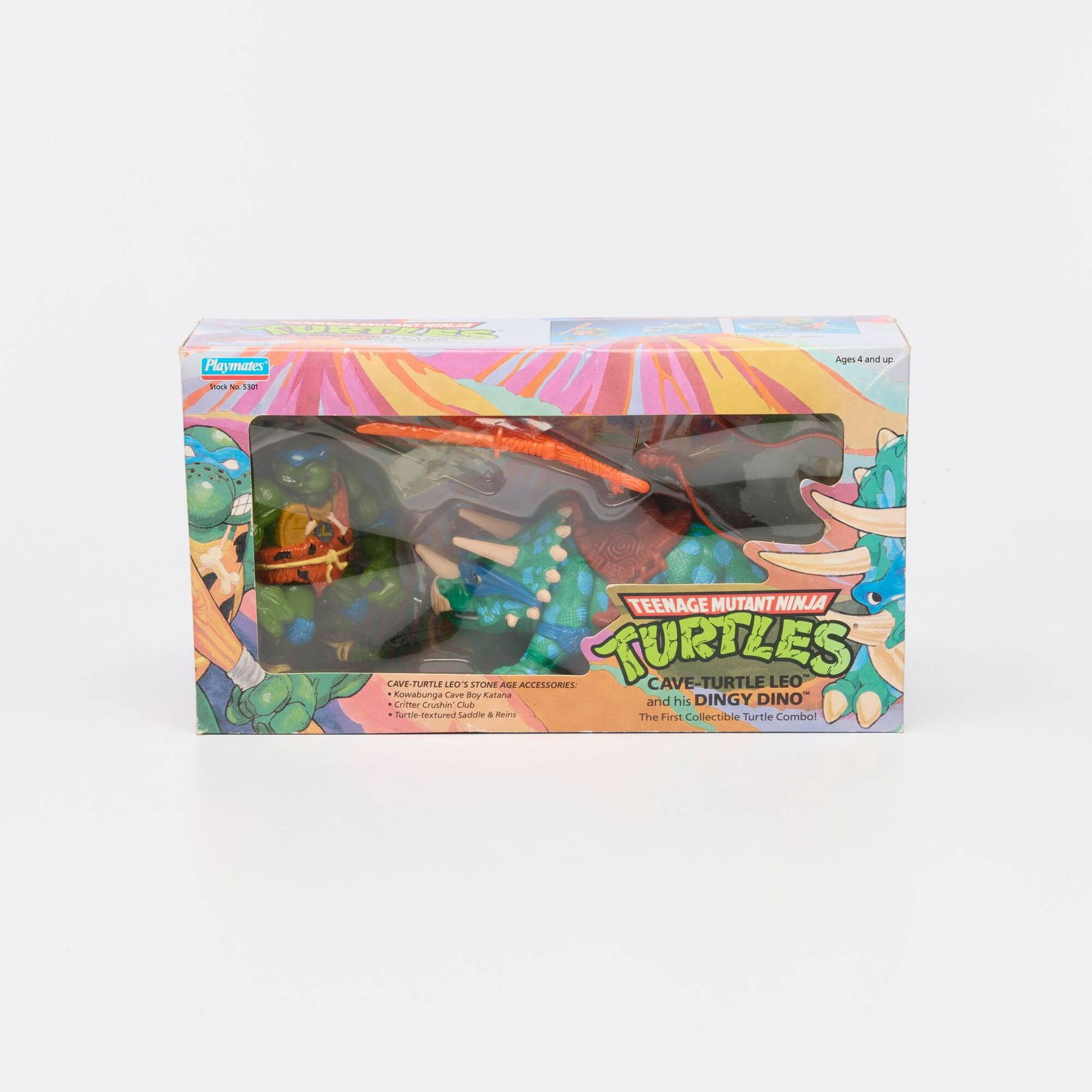 1992 Playmates Teenage Mutant Ninja Turtles Cave-Turtle Leo and his Dingy Dino Factory Sealed (1 of 2)