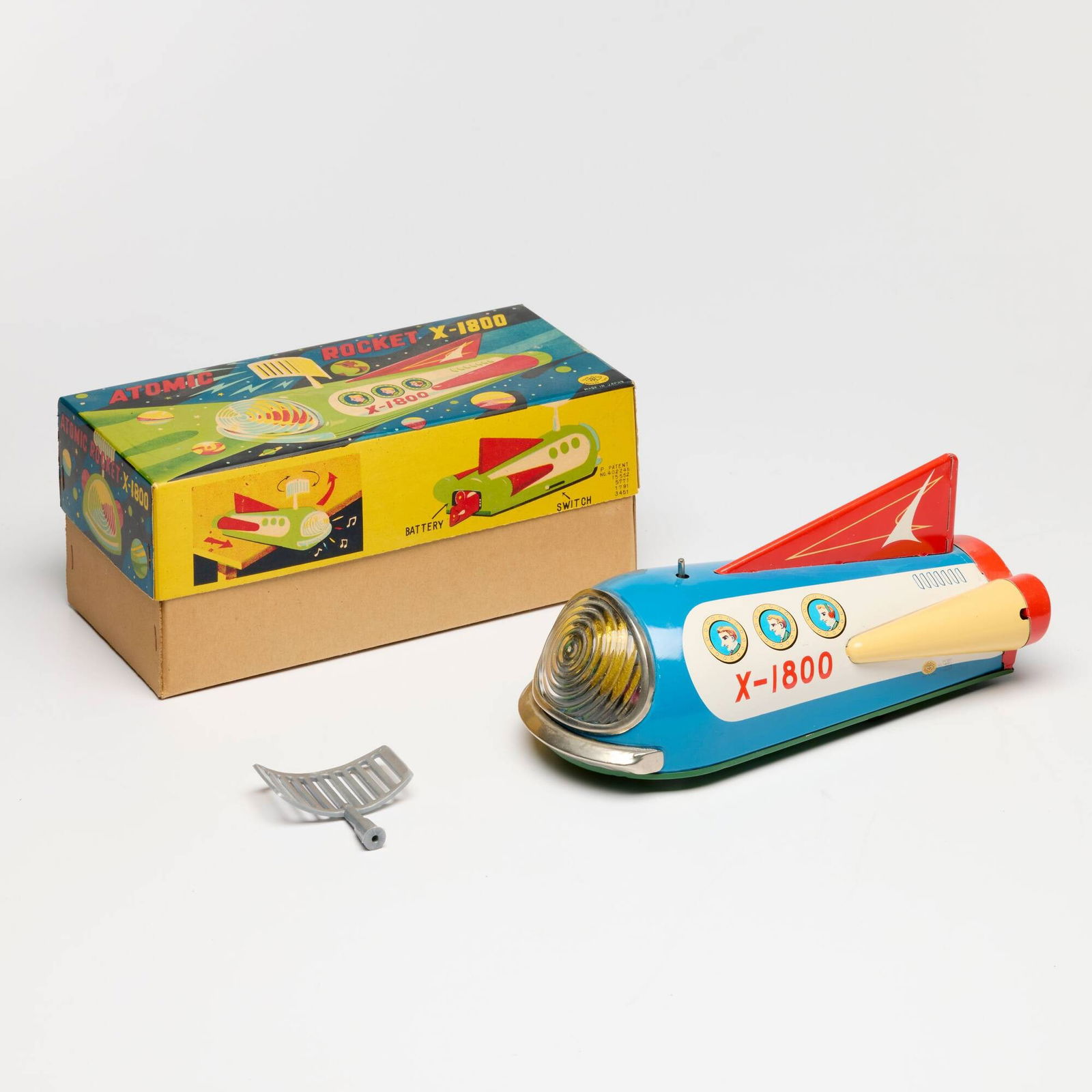 Masudaya Modern Toys Battery-Operated Atomic Rocket X-1800 Boxed (1 of 2)