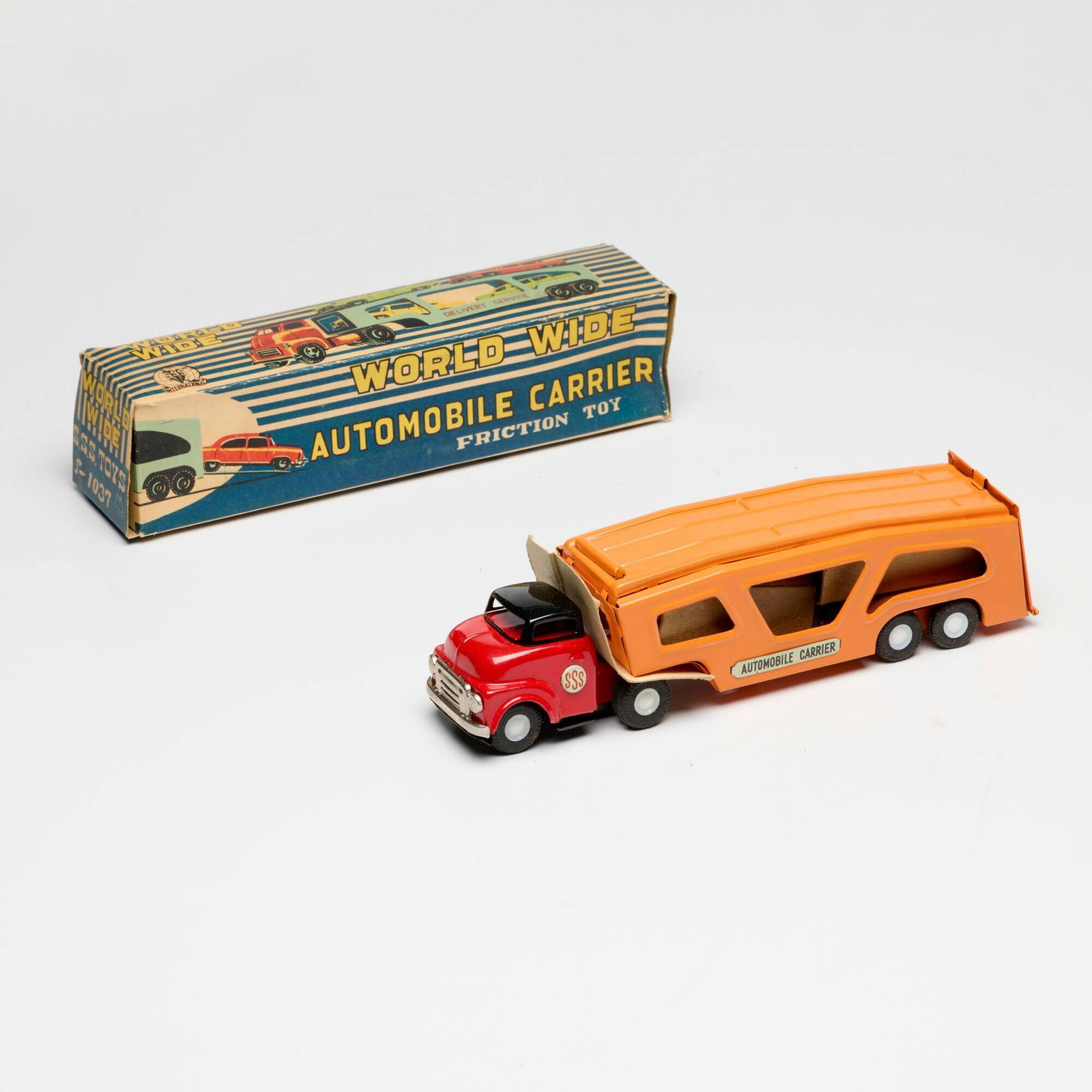 S.S.S. Toys Tin Friction World Wide Automobile Carrier NOS Unused (1 of 2)