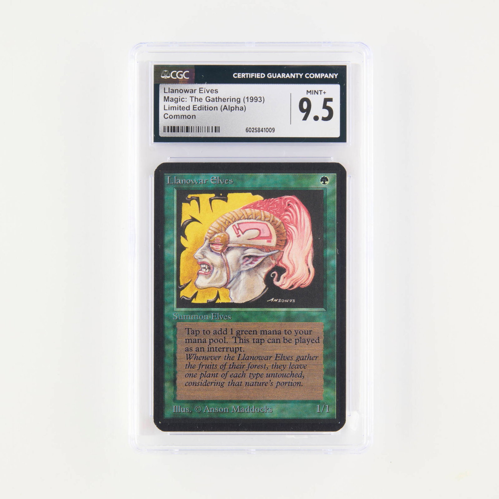 1993 Magic: The Gathering Alpha Limited Edition Llanowar Elves Trading Card CGC 9.5 (1 of 2)