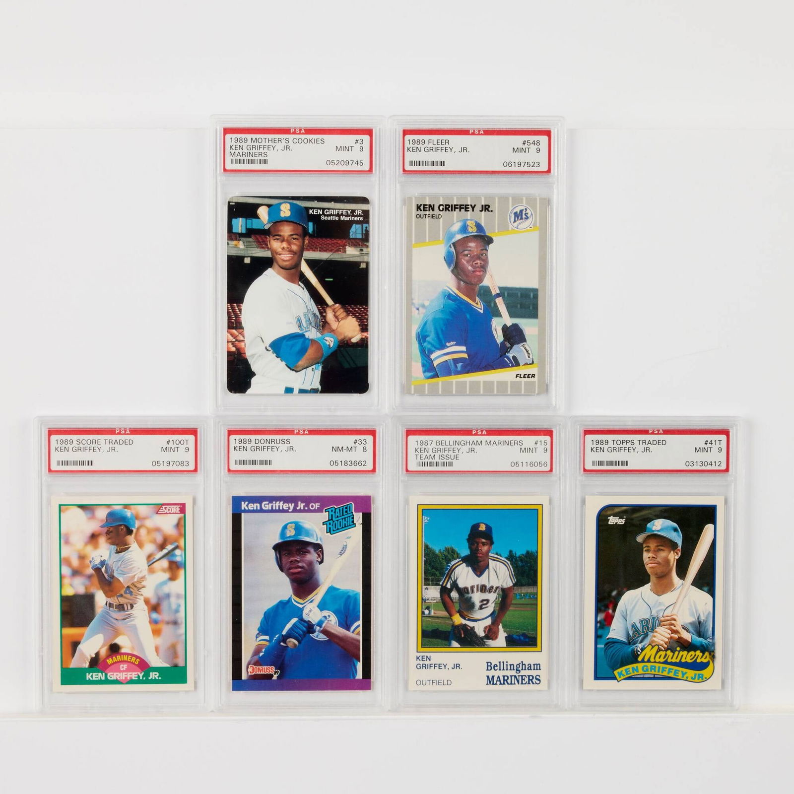 Six 1987-89 Ken Griffey Jr. PSA Baseball Rookie Card Group (1 of 2)