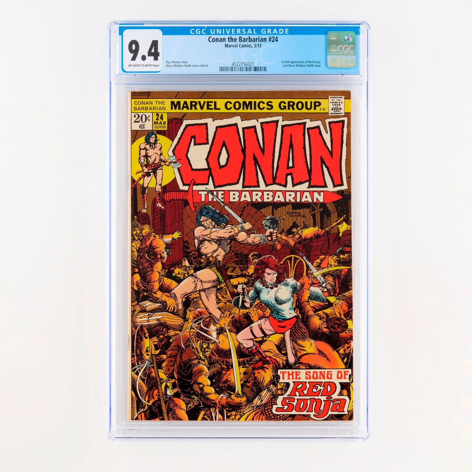 Marvel Comics Conan the Barbarian #24 CGC 9.4 (1 of 2)
