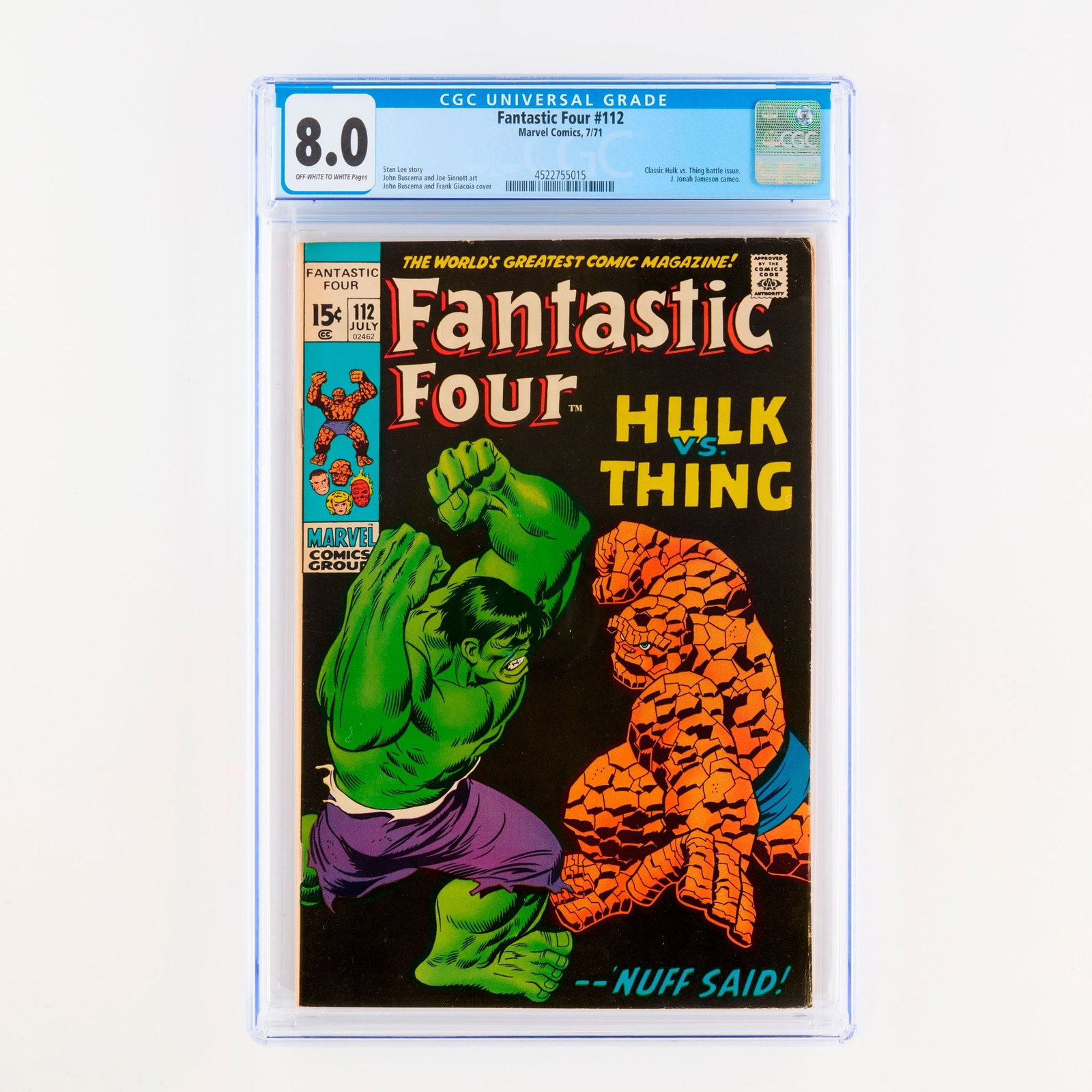 Marvel Comics Fantastic Four #112 CGC 8.0 (1 of 2)
