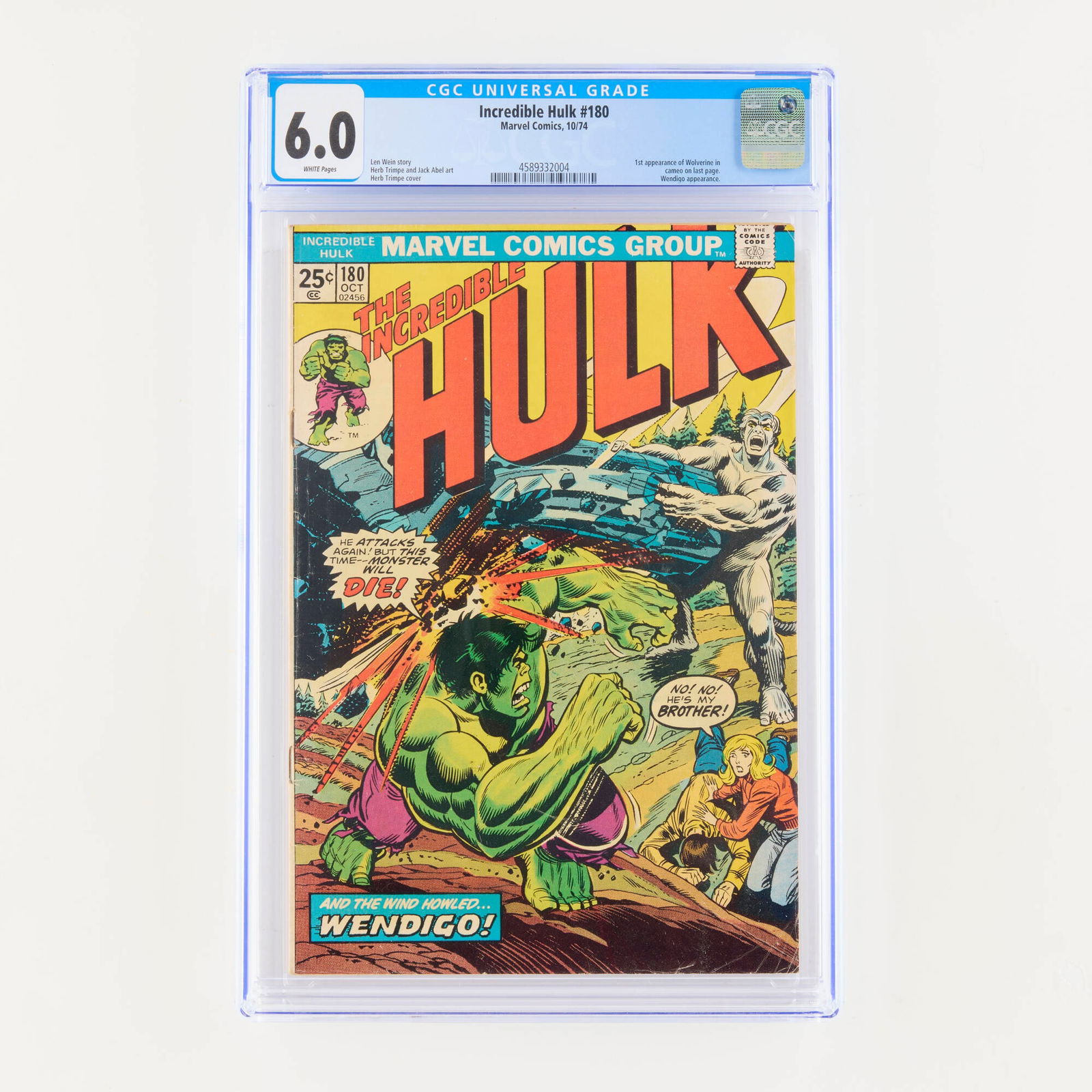 Marvel Comics Incredible Hulk #180 CGC 6.0 (1 of 2)