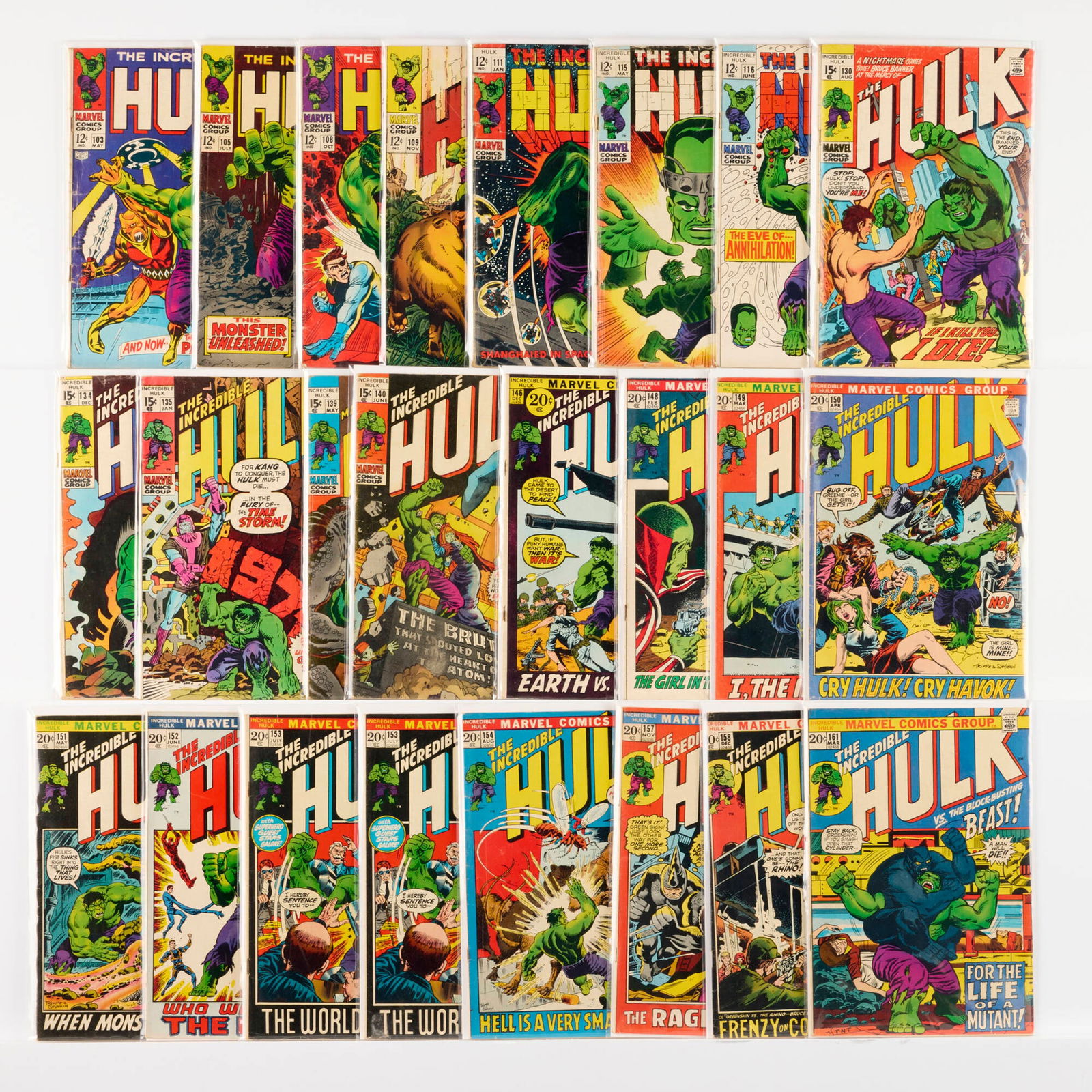 24 Marvel Comics Incredible Hulk #103-#161 Group (1 of 1)