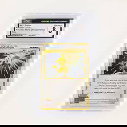 2010 Pokémon Pokémon World Championships No. 1 Trainer Holo Trading Card CGC 8