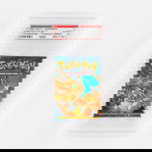 1999 Wizards of the Coast Pokémon Base Set Unlimited Foil Pack Charizard Triangle Error Booster: 1999 Wizards of the Coast Pok&#233;mon Base Set Unlimited Foil Pack Charizard Triangle Error Booster Pack PSA 9 Wizards of the CoastUSA, 1999 PSA#: 26217167