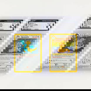 Two 1999-2000 Pokémon Fossil Unlimited 4/62 Dragonite Holo and Team Rocket 5/82 Dark Dragonite: Two 1999-2000 Pok&#233;mon Fossil Unlimited 4/62 Dragonite Holo and Team Rocket 5/82 Dark Dragonite Holo CGC Trading Card Group USA, 1999-2000  1999 Pok&#233;mon Fossil 4/62 Dragonite Holo Trading Car