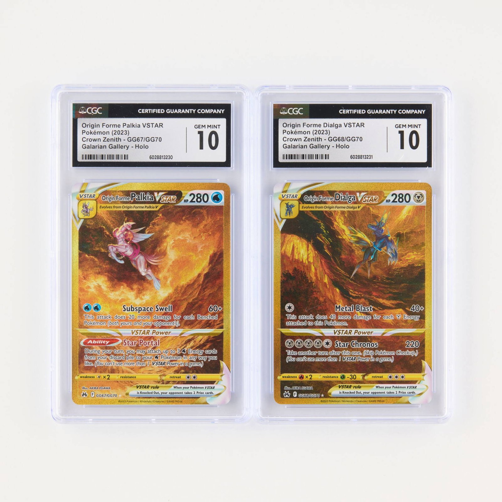 Two 2023 Pokémon Crown Zenith Galarian Gallery Holo GG67/GG70 Origin Forme Palkia VSTAR and (1 of 2)