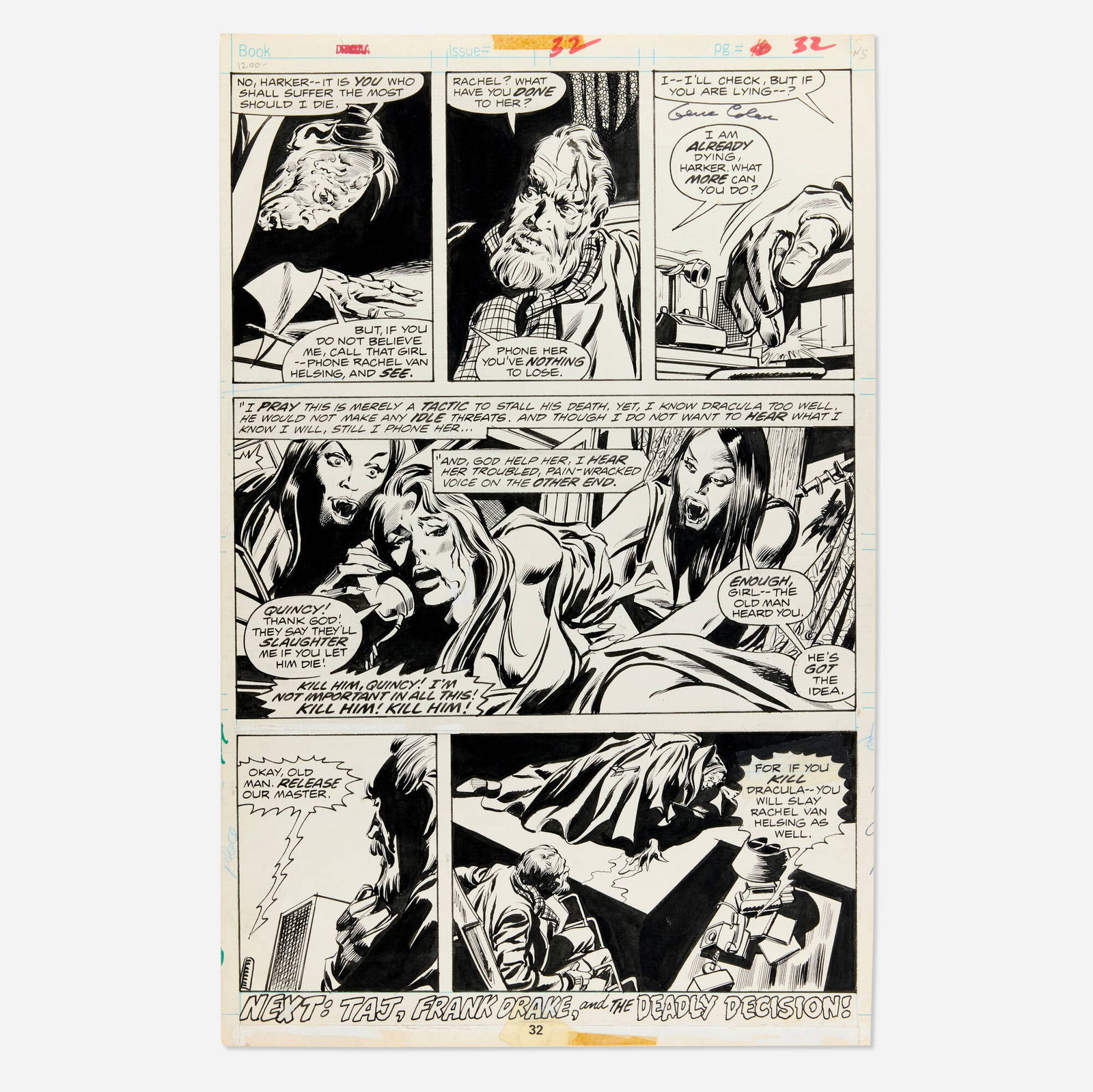 Gene Colan and Tom Palmer, Tomb of Dracula #32 Page 32 Original Art (Marvel Comics, 1975) (1 of 1)