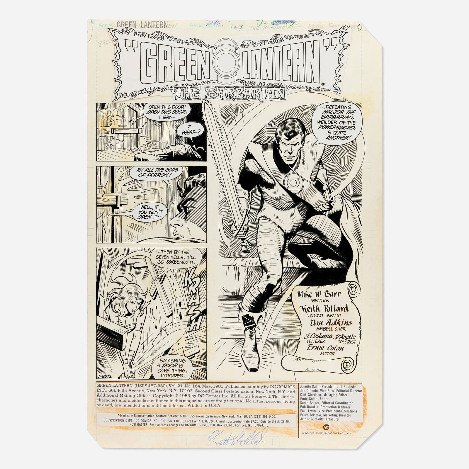 Keith Pollard and Dan Adkins, Green Lantern Vol. 2 #164 Story Page 1 Original Art (D.C.Comics, 1983) (1 of 1)