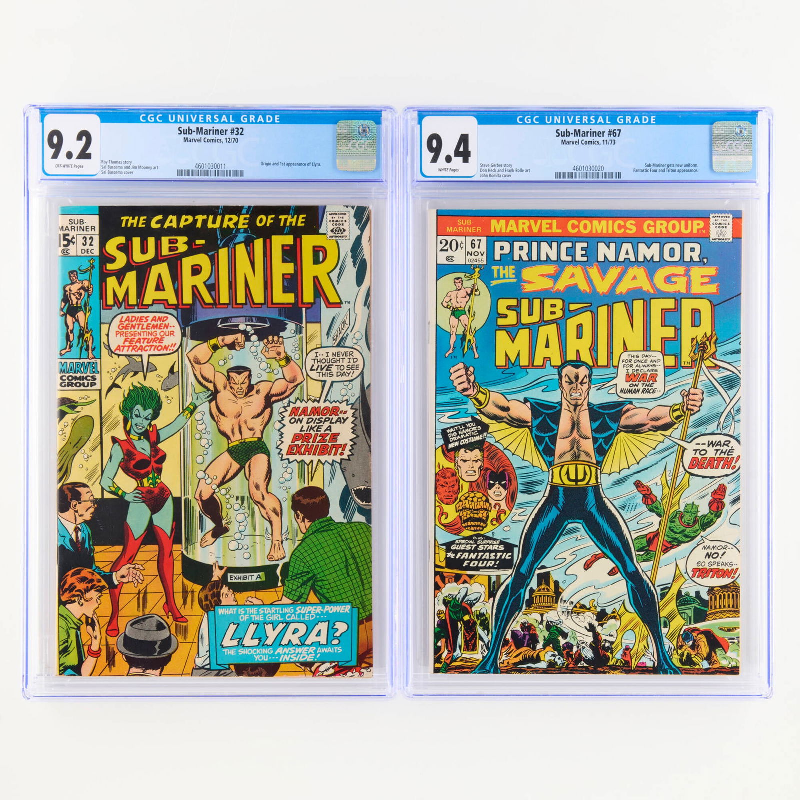 2 Marvel Comics Sub-Mariner #32 #67 CGC Group (1 of 2)