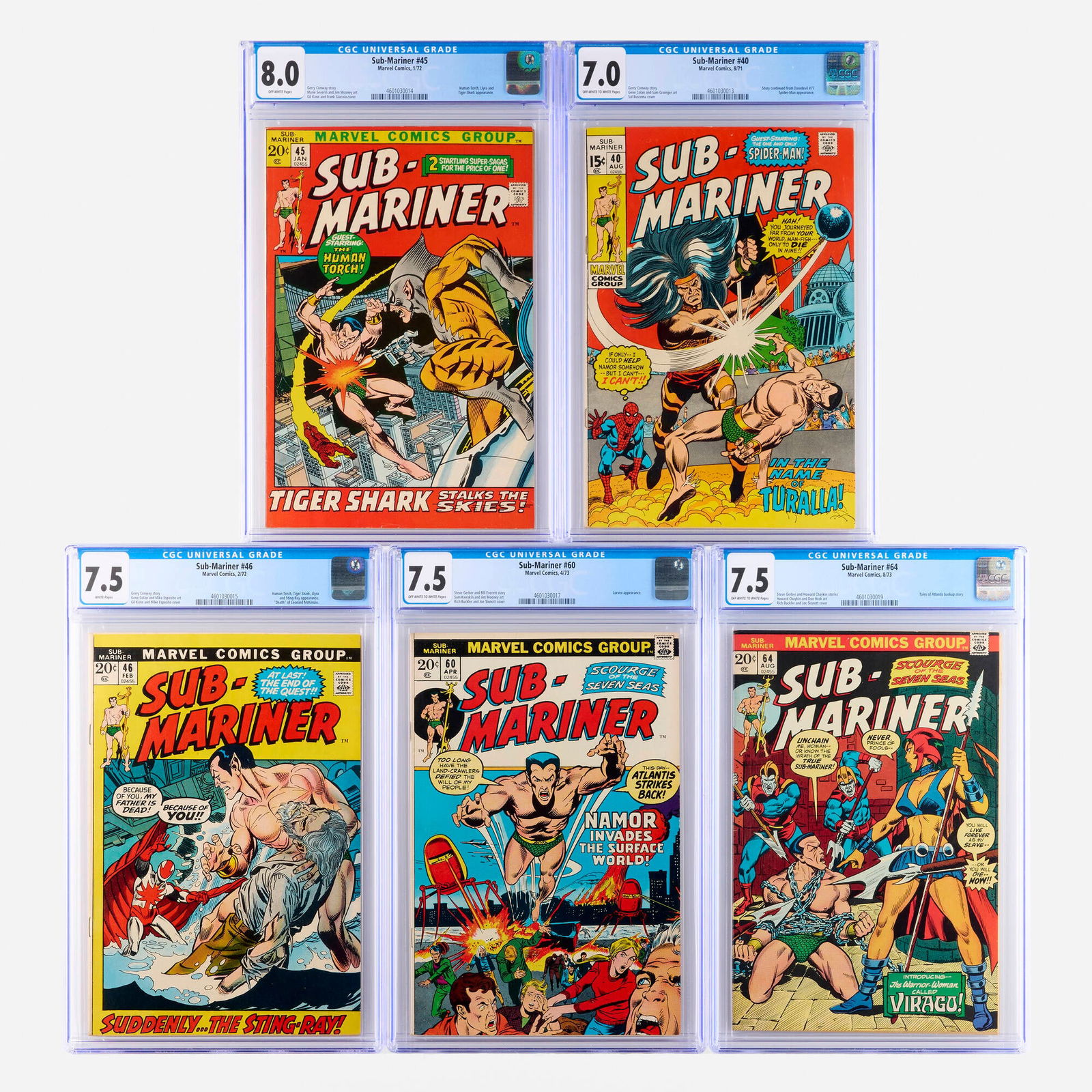 5 Marvel Comics Sub-Mariner #40-#64 CGC Group (1 of 2)
