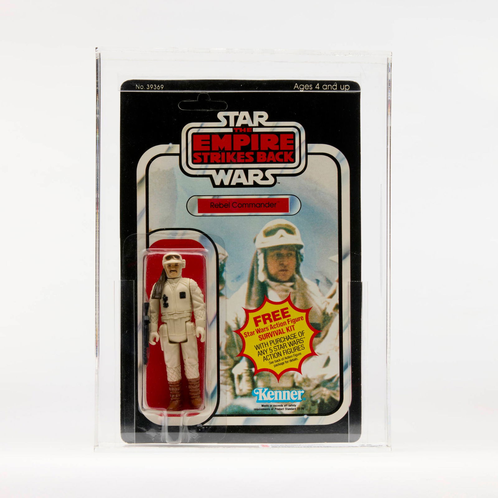 1980 Kenner Star Wars ESB 41 Back-A Rebel Commander CAS 75: 1980 Kenner Star Wars ESB 41 Back-A Rebel Commander CAS 75 USA, 1980 This Rebel Commander action figure has an unpunched card with no price sticker. CAS#: 20229301 Grader Notes: