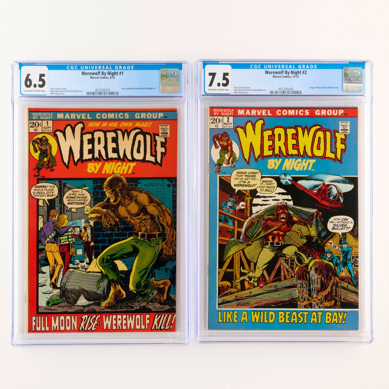 2 Marvel Comics Werewolf By Night #1 #2 CGC Group (1 of 2)