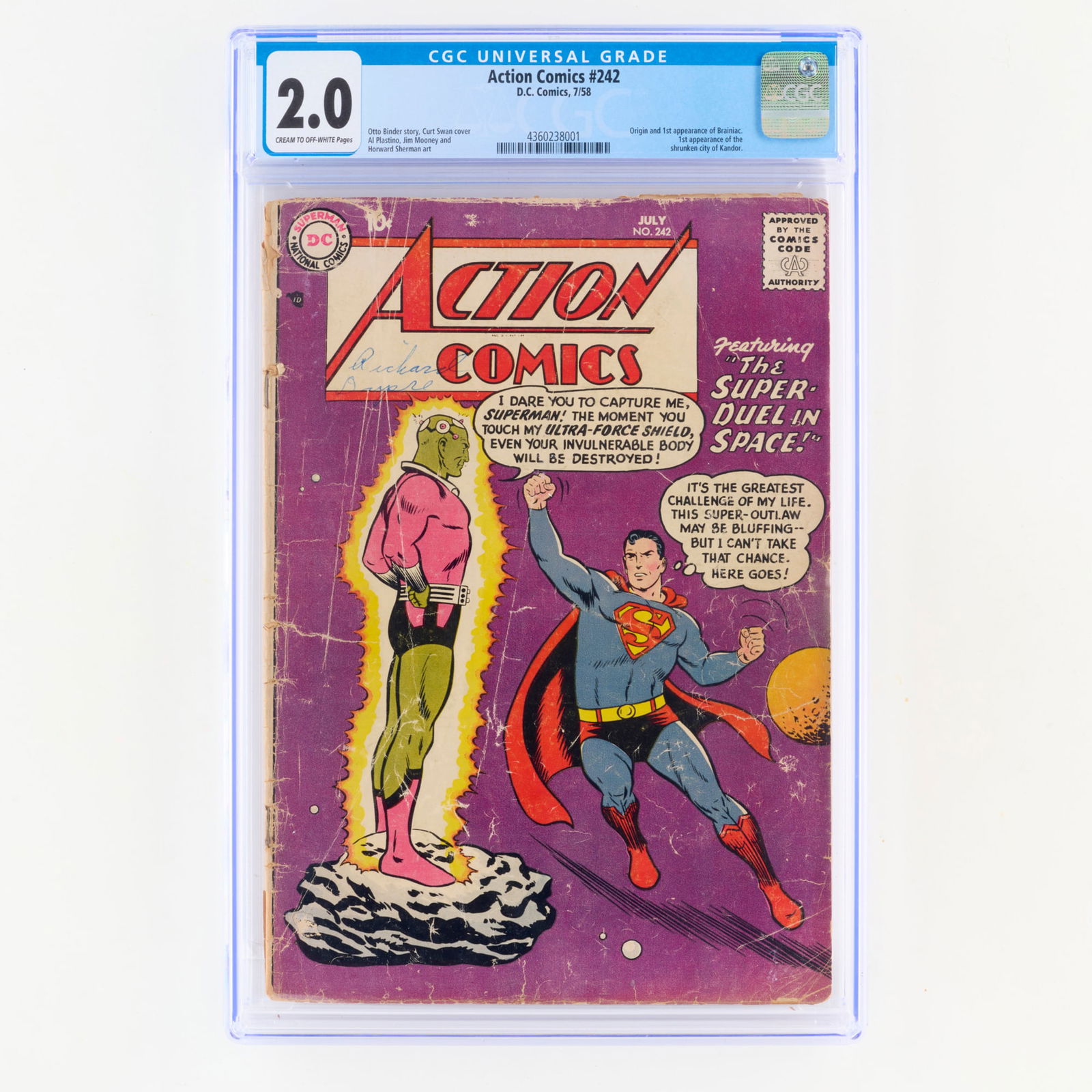 D.C. Comics Action Comics #242 CGC 2.0 (1 of 2)