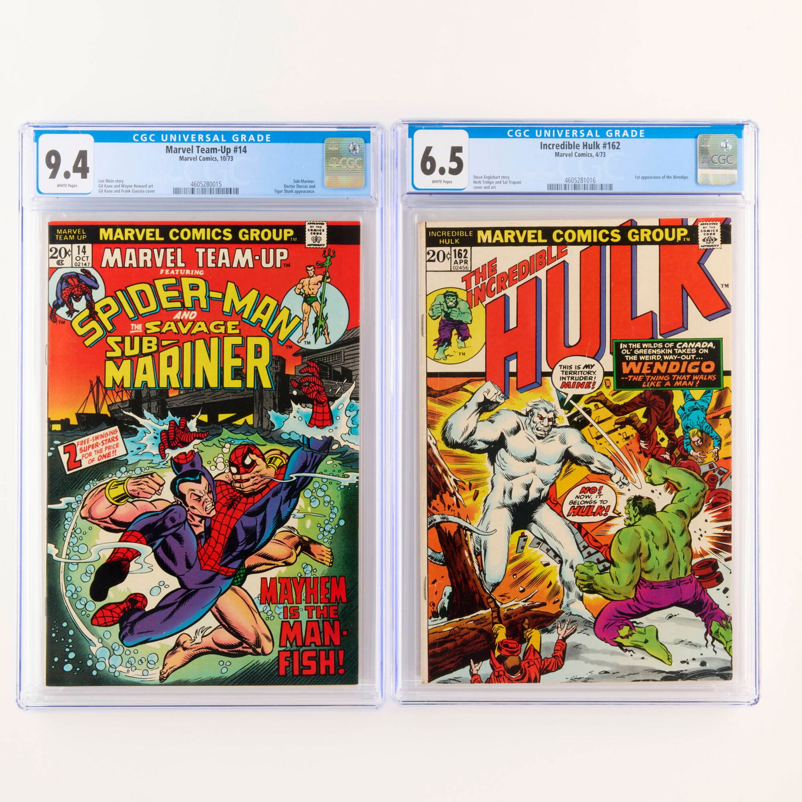 2 Marvel Comics Incredible Hulk #162 Marvel Team-Up #14 CGC Group (1 of 2)