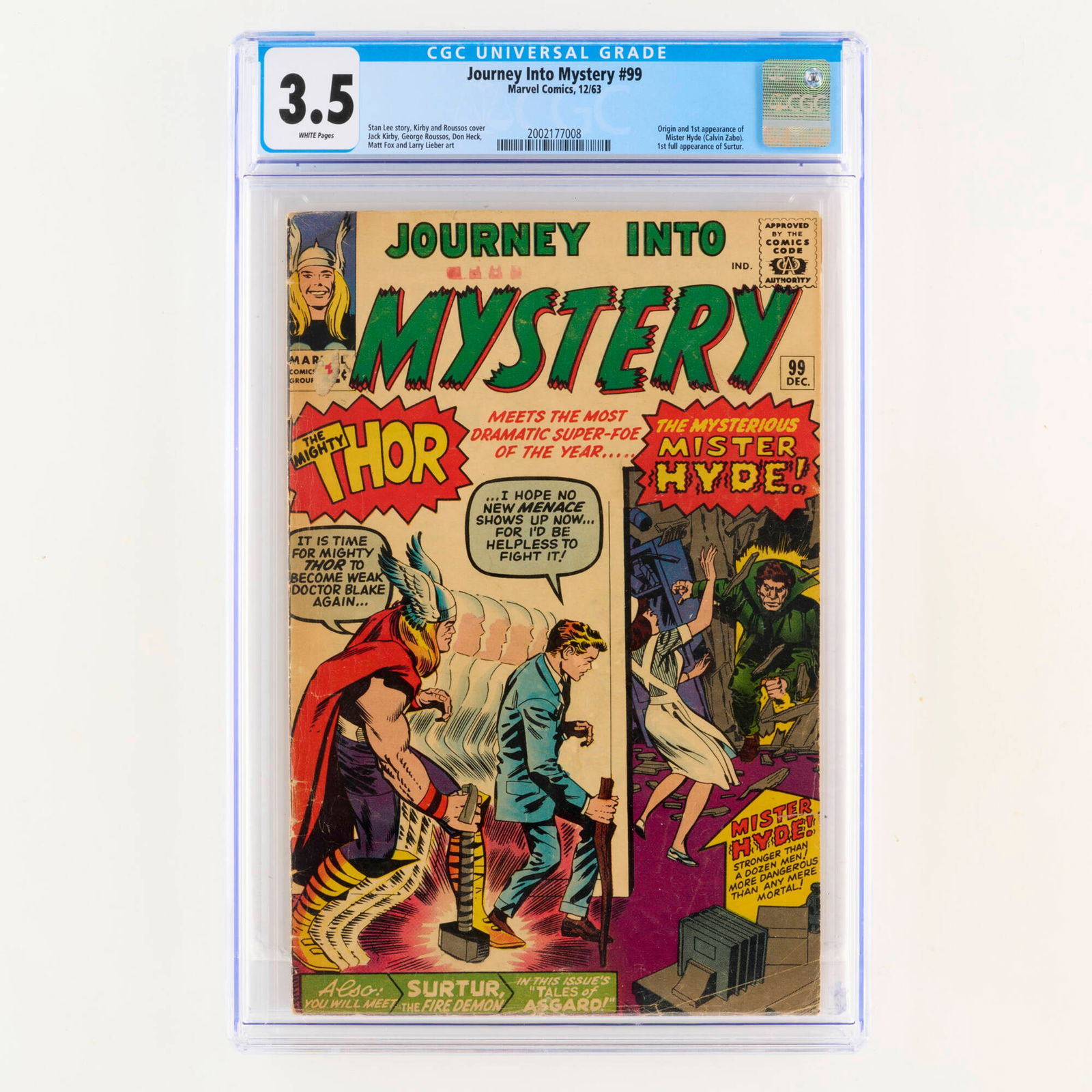 Marvel Comics Journey Into Mystery #99 CGC 3.5 (1 of 2)
