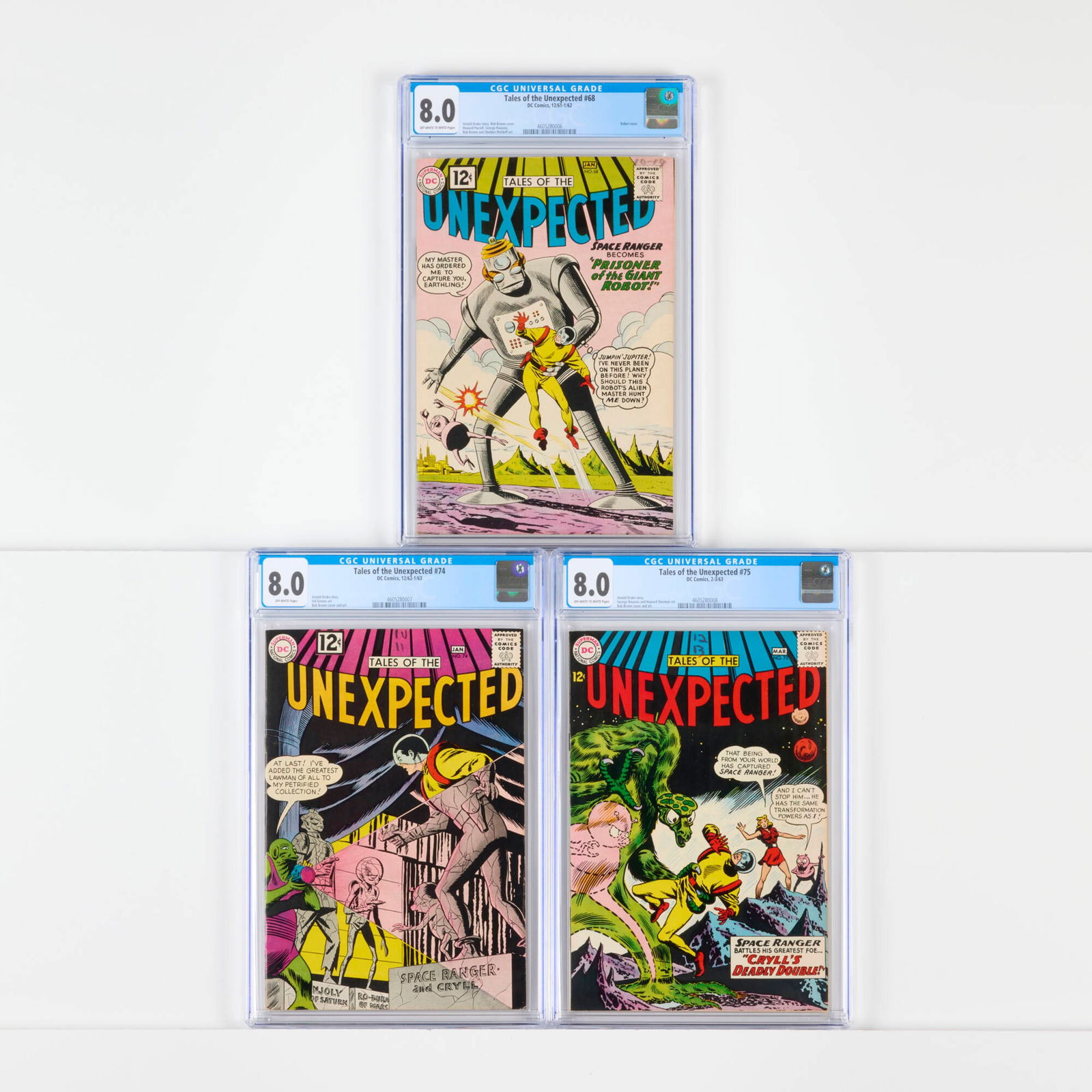 3 D.C. Comics Tales of the Unexpected #68-#75 CGC 8.0 Group (1 of 2)