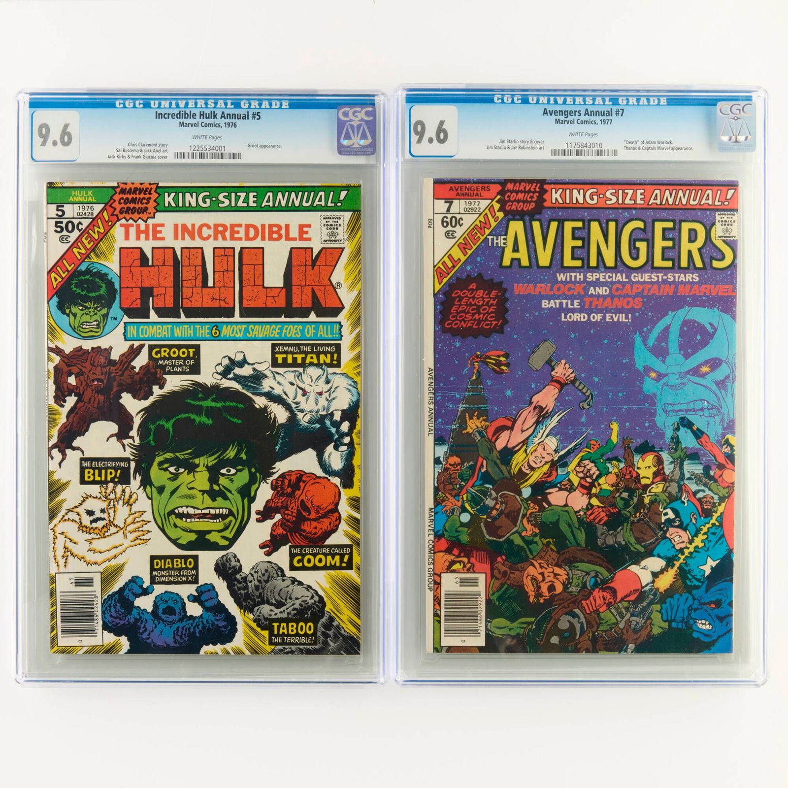 2 Marvel Comics Avengers Annual #7 Incredible Hulk Annual #5 CGC 9.6 Group (1 of 2)