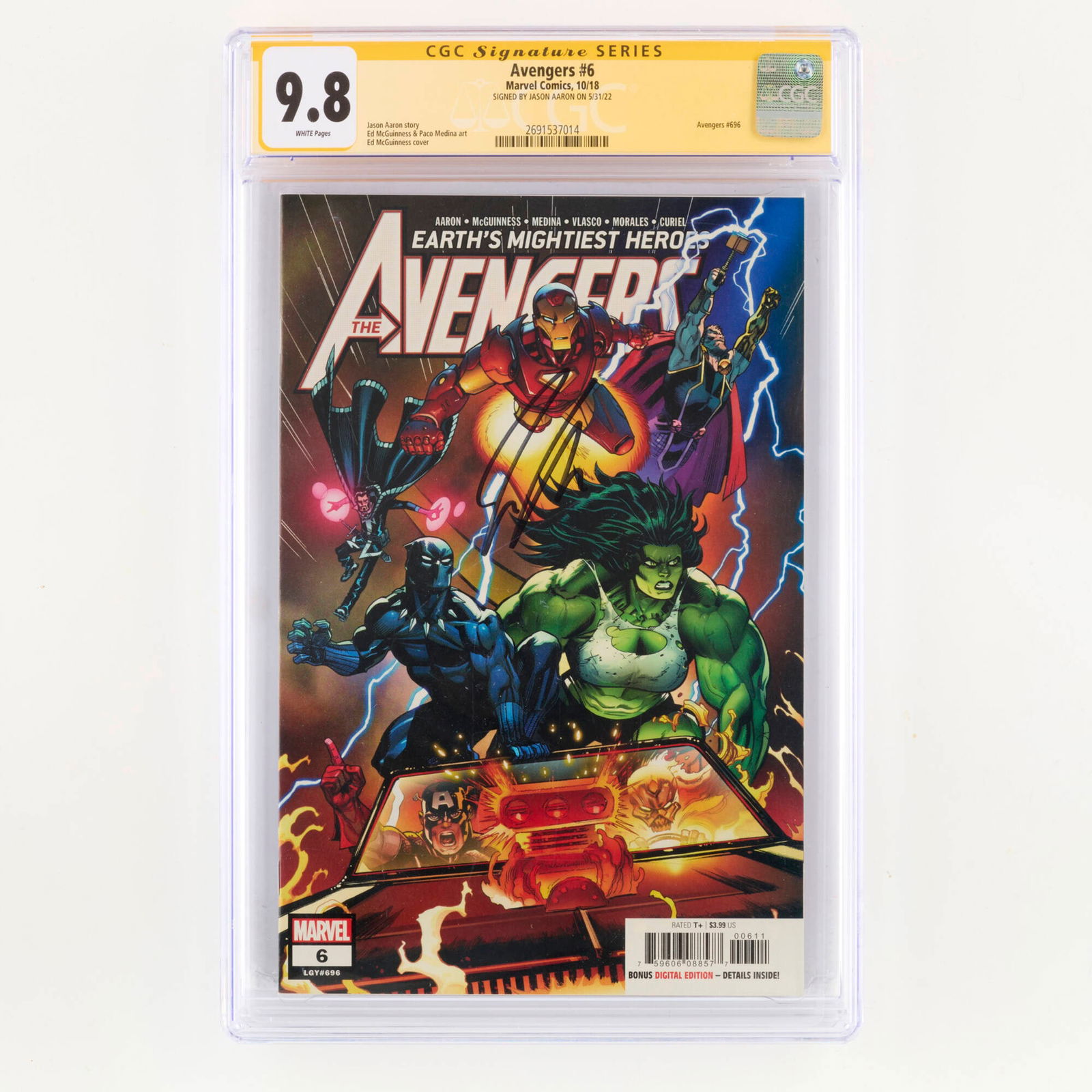 Marvel Comics Avengers #6 CGC 9.8 Jason Aaron Signature Series (1 of 2)