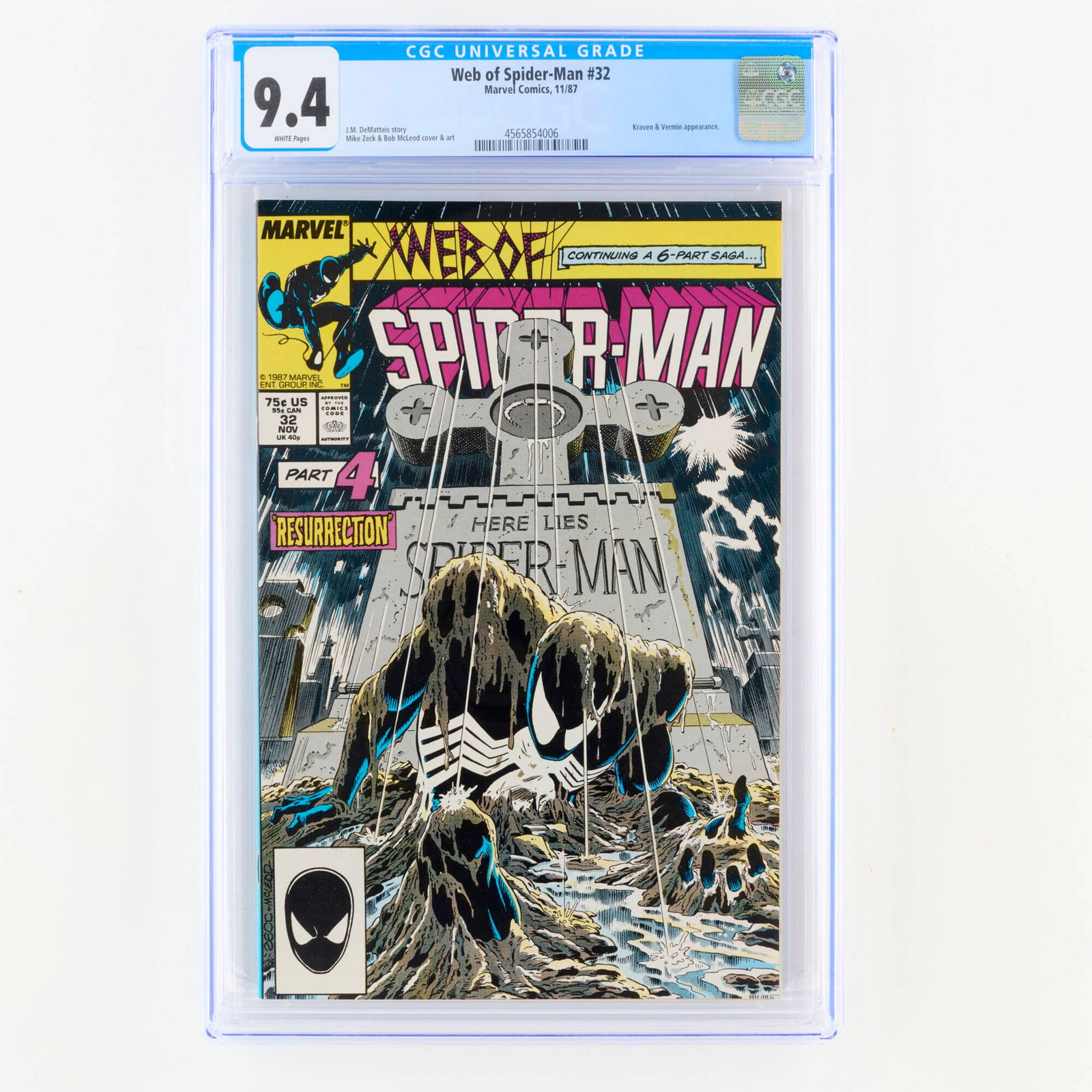 Marvel Comics Web of Spider-Man #32 CGC 9.4 (1 of 2)
