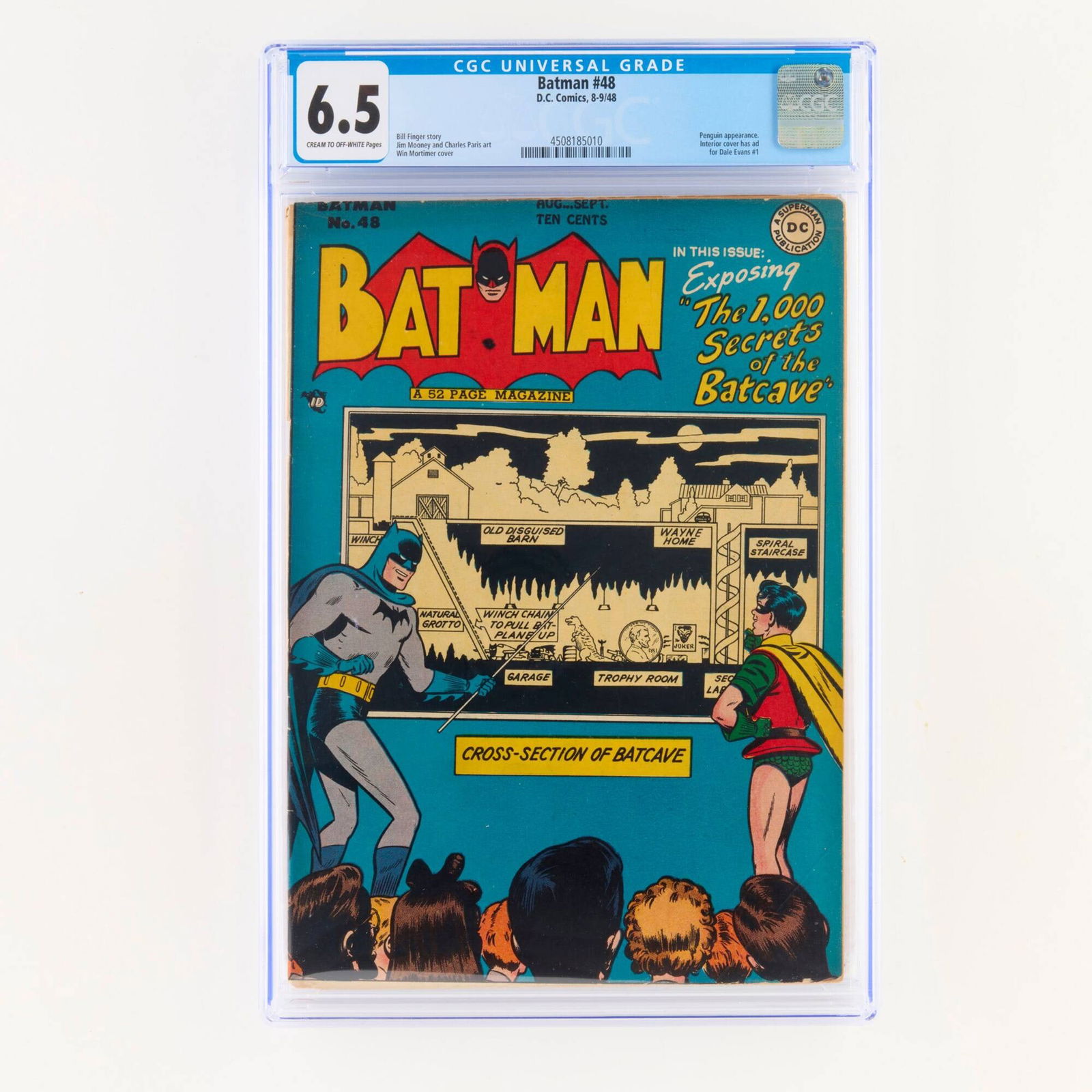 DC Comics Batman #48 CGC 6.5: DC Comics Batman #48 CGC 6.5 USA, 1948 This issue features a Penguin appearance and an interior cover ad for Dale Evans #1. Bill Finger story with art by Jim Mooney and Charles Paris and a Win Mortime