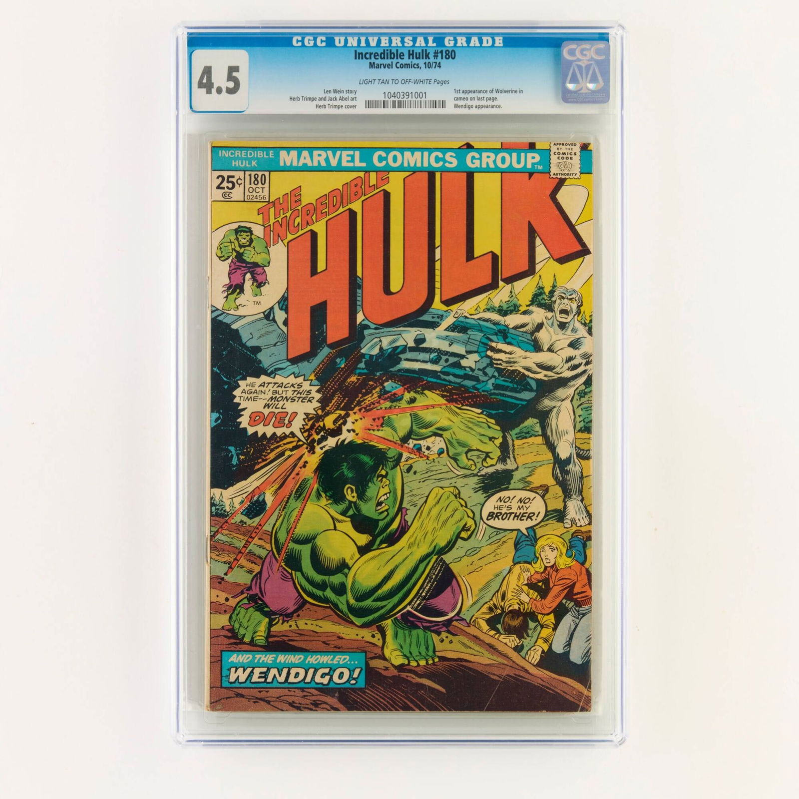 Marvel Comics Incredible Hulk #180 CGC 4.5 (1 of 2)