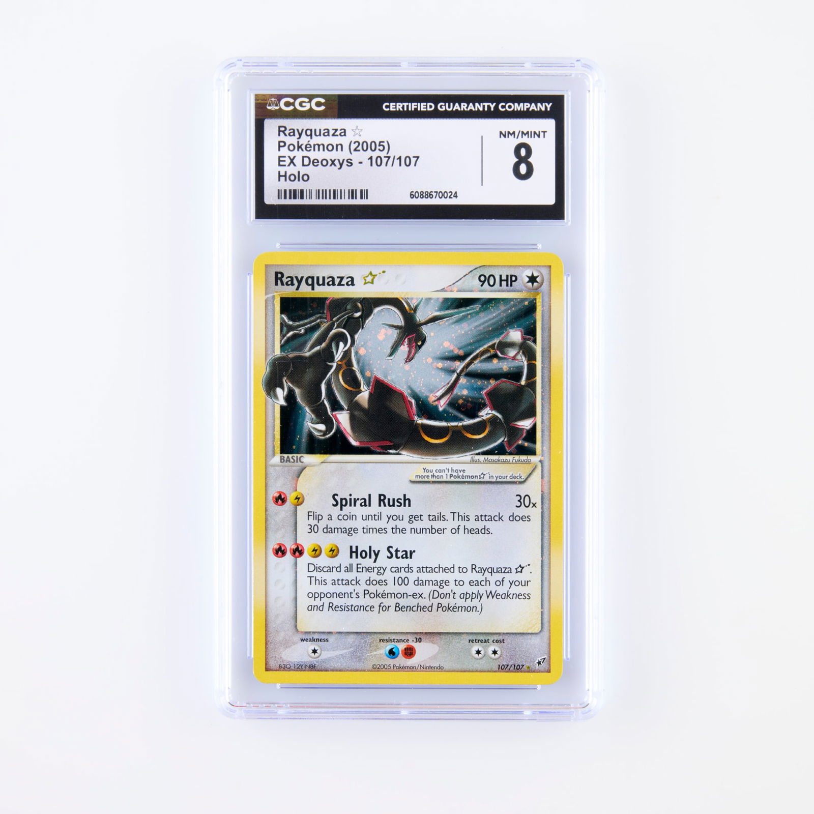 2005 Pokemon EX Deoxys 107/107 Rayquaza Gold Star Holo Trading Card CGC 8 (1 of 4)