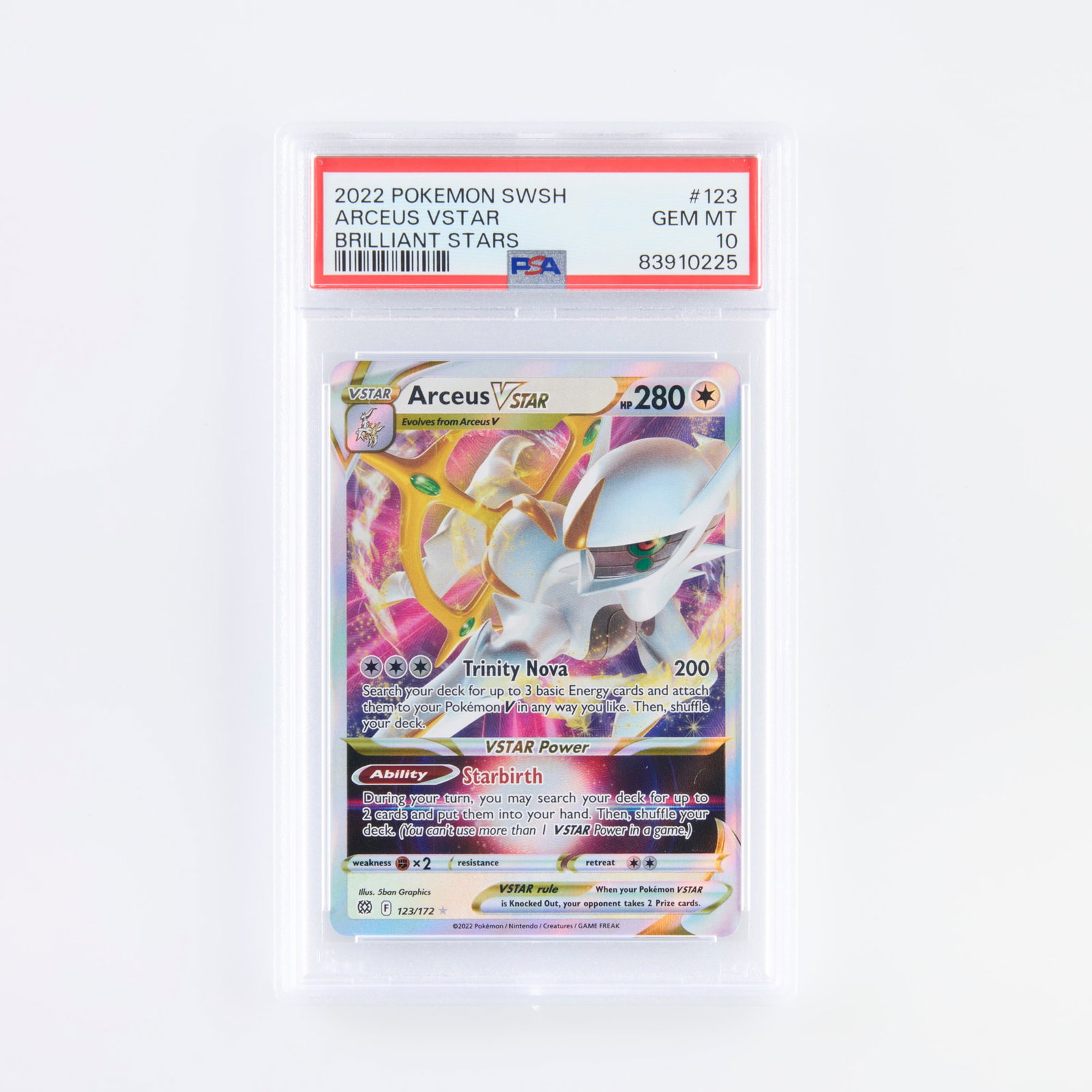 2022 Pokemon Sword & Shield Brilliant Stars 123/172 Arceus VSTAR Holo Trading Card PSA 10 (1 of 2)
