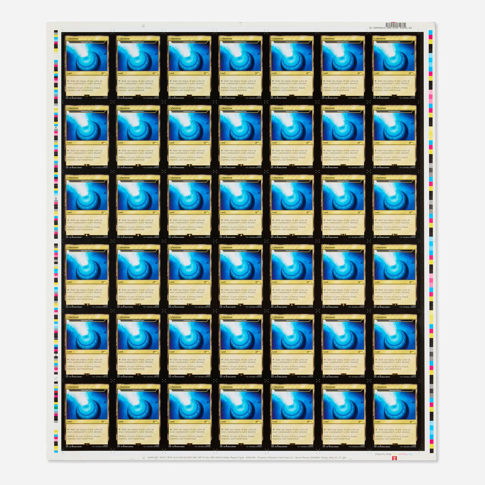 2022 Magic: The Gathering Universe Beyond Transformers Cybertron Land Uncut Trading Card Sheet (1 of 1)