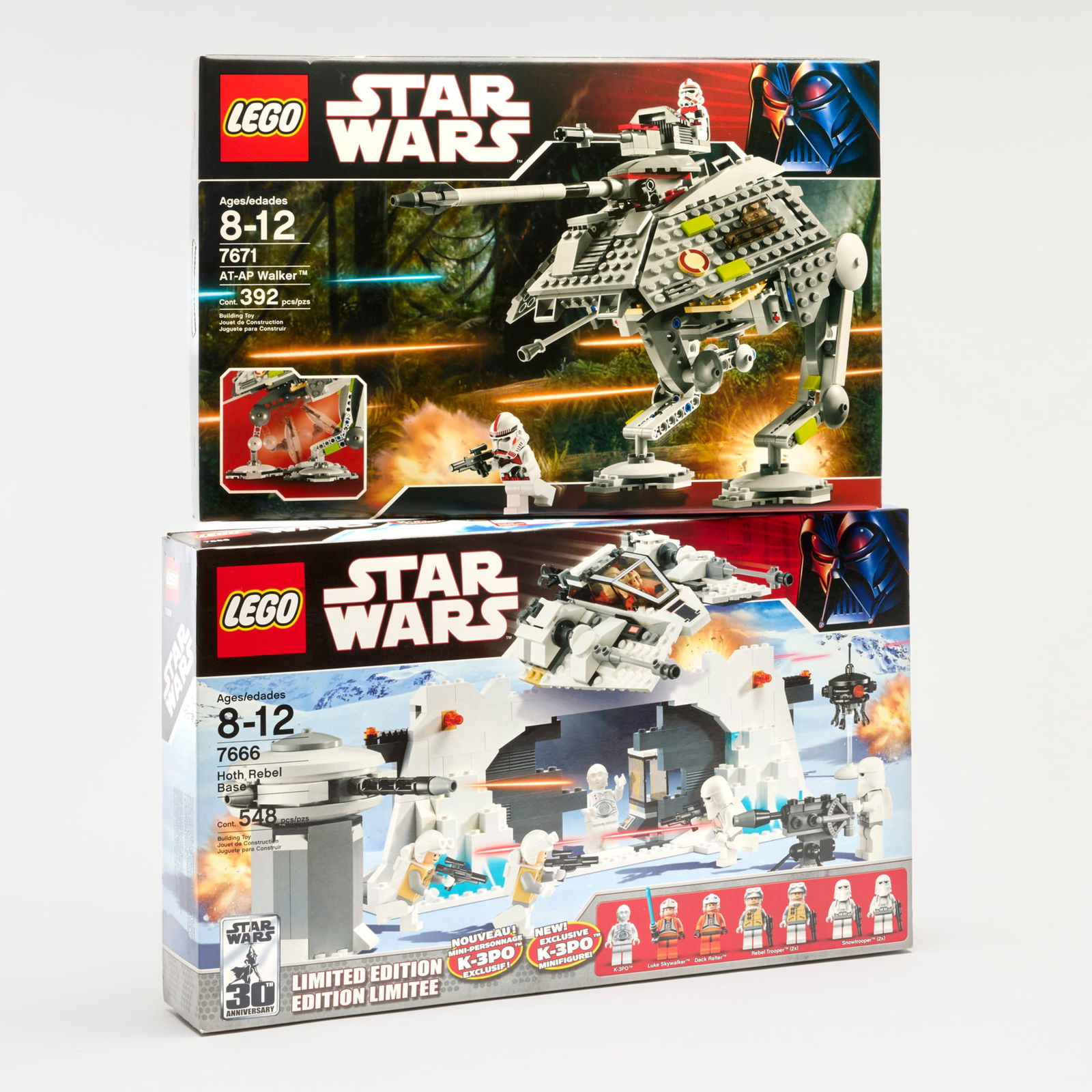 2PC 2007-08 LEGO Star Wars Hoth Rebel Base 7666 Limited Edition and AT-AP Walker 7671 Group (1 of 2)