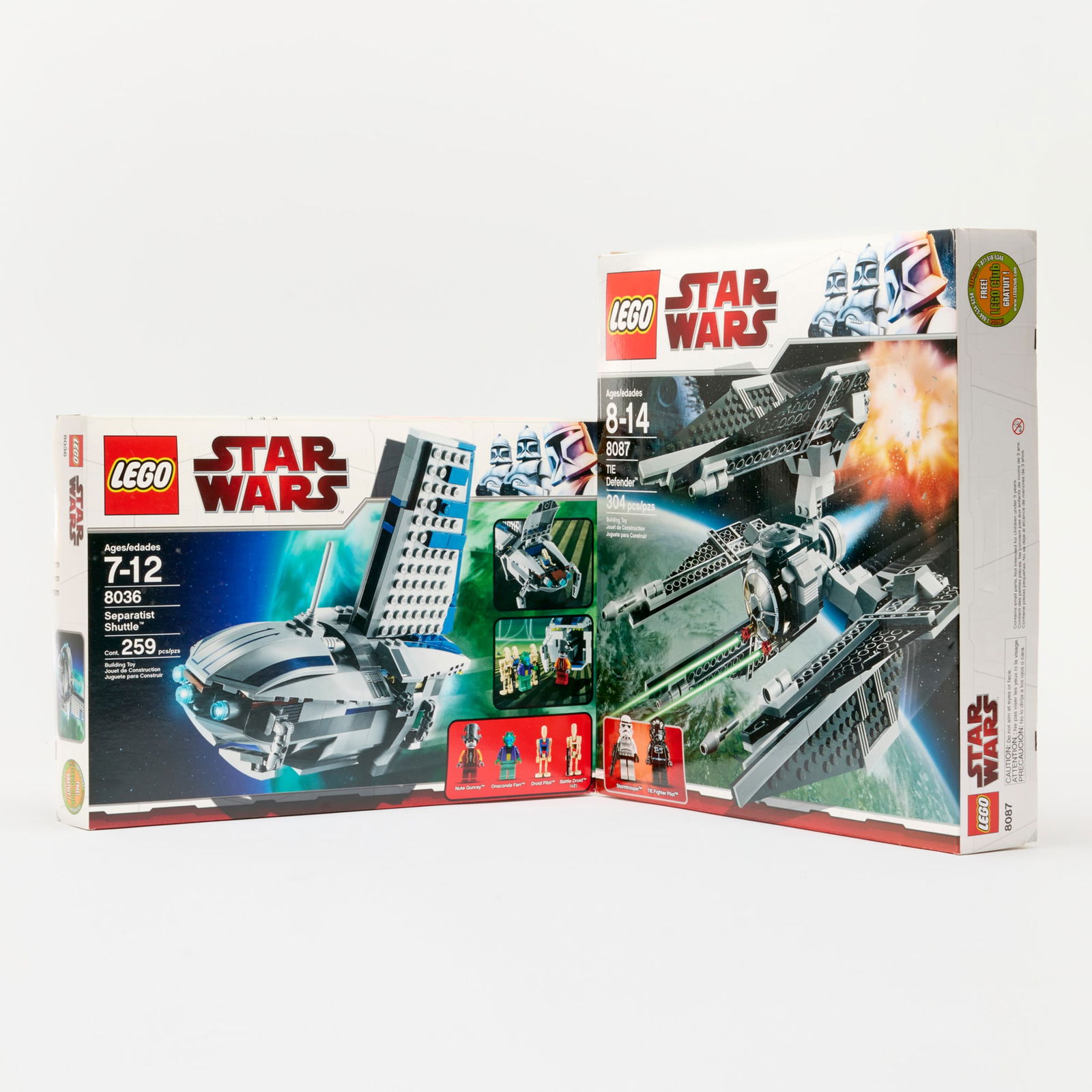 2PC 2009-10 LEGO Star Wars Separatist Shuttle 8036 and TIE Defender 8087 Group Factory Sealed (1 of 2)