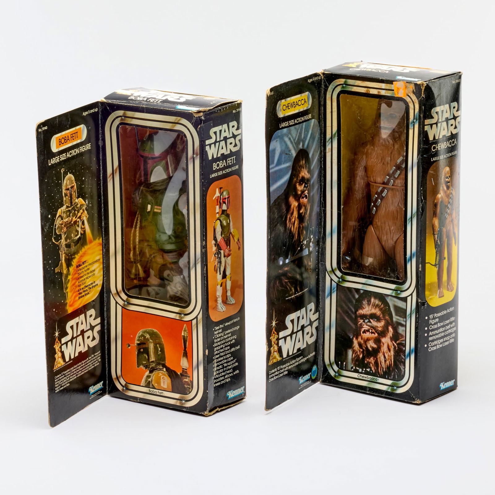 2PC 1978-79 Kenner Star Wars Chewbacca 15" & Boba Fett 13" Action Figures Group (1 of 2)