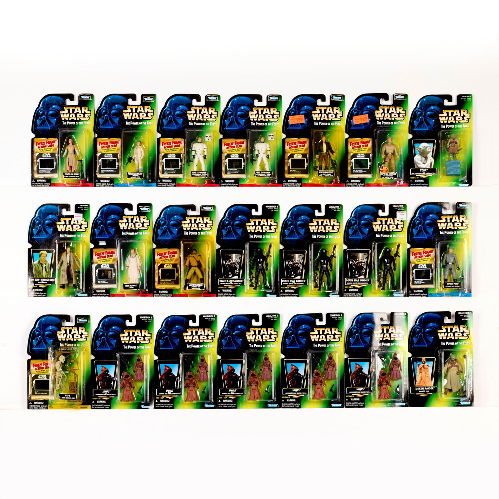 21PC 1996-98 Kenner Star Wars Power of the Force 2 Group Factory Sealed: 21PC 1996-98 Kenner Star Wars Power of the Force 2 Group Factory Sealed USA, 1996-98 Power Of The Force 2 Factory Sealed Group includes: 1996 Collection 1: Death Star Gunner with Imperial Blaster and