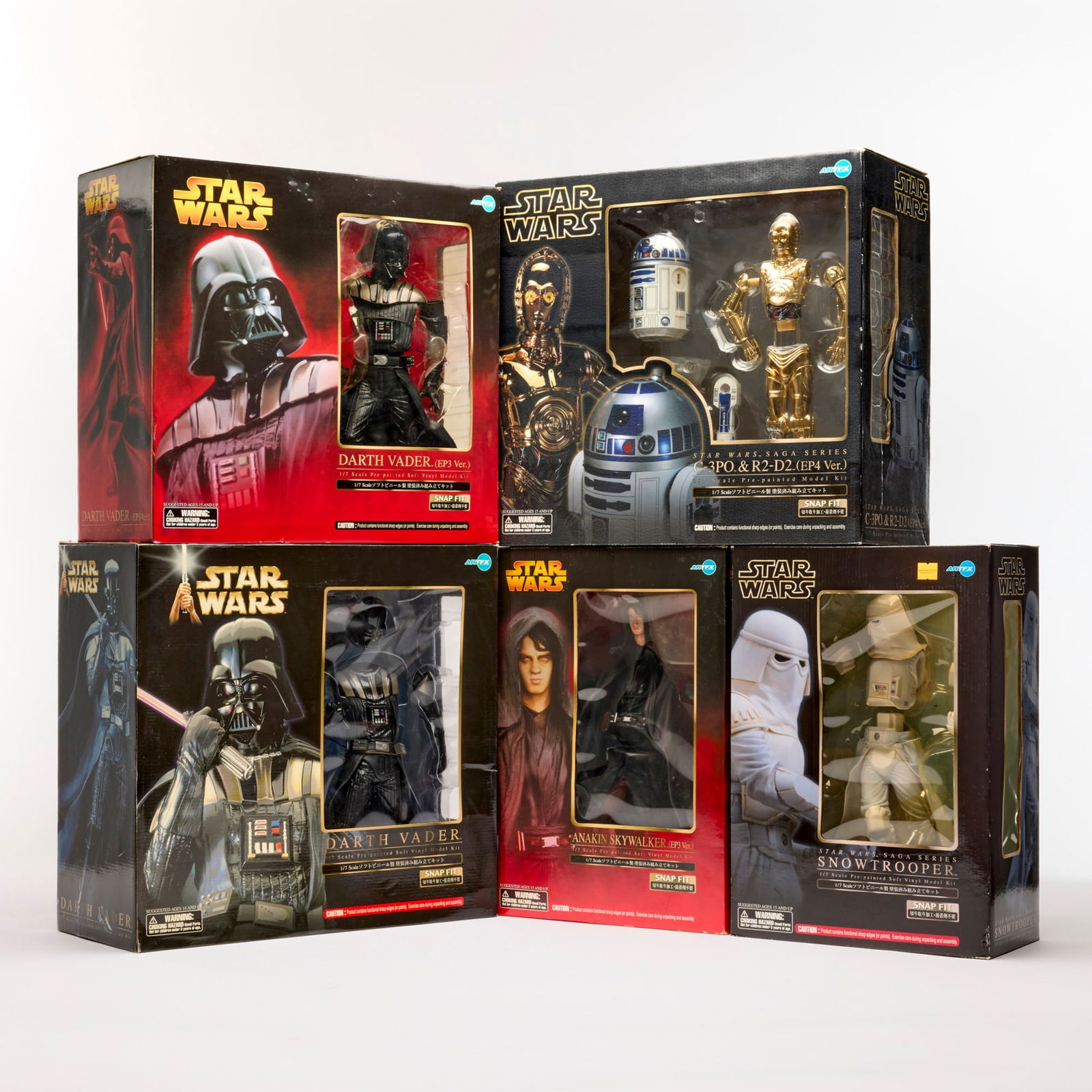 5PC 2002-06 Kotobukiya Star Wars ArtFX SnapFit 1/7 Pre-Painted Soft Vinyl Model Kit Group (1 of 2)