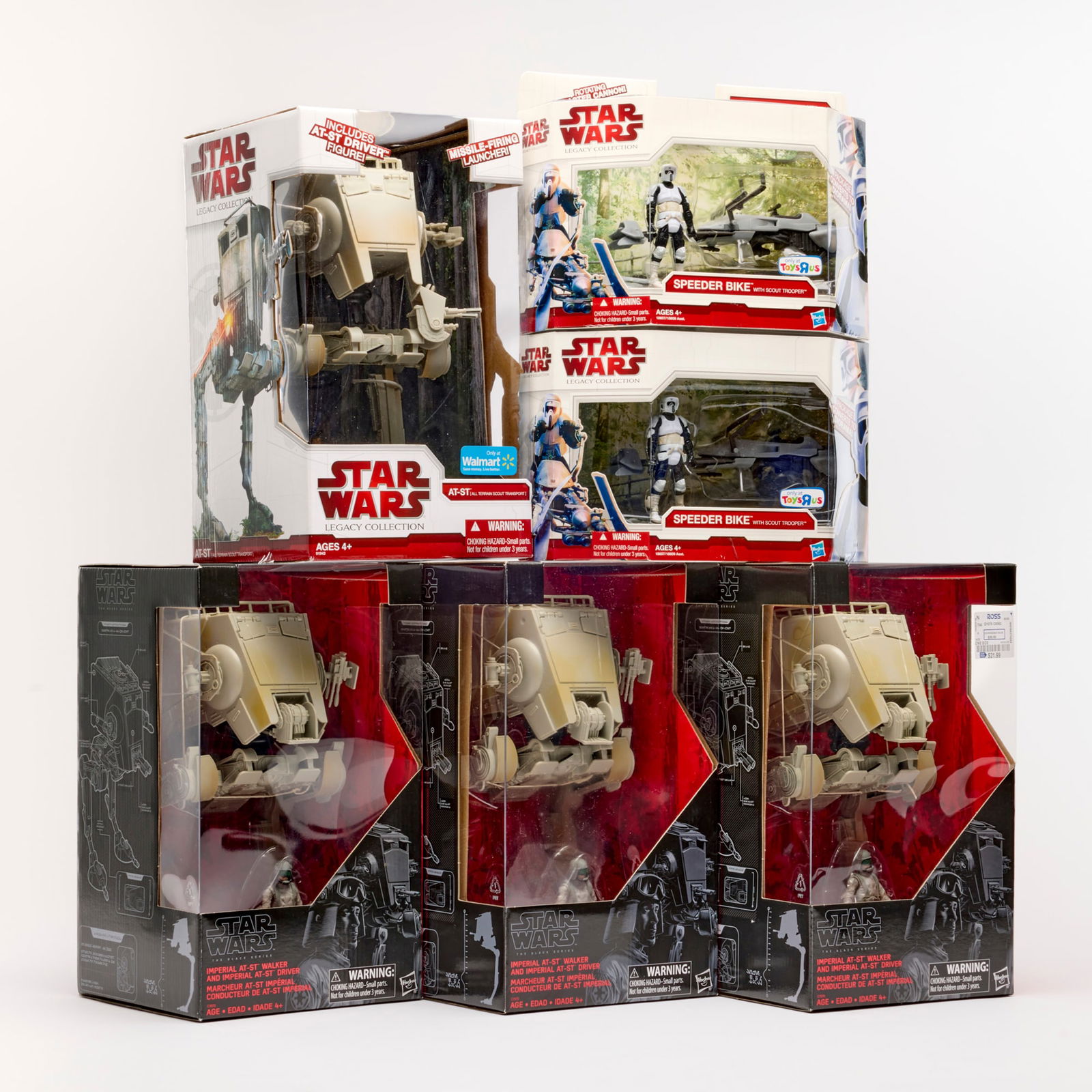 6PC 2009-16 Hasbro Star Wars AT-ST and Speeder Bike Vehicle Group Factory Sealed (1 of 2)