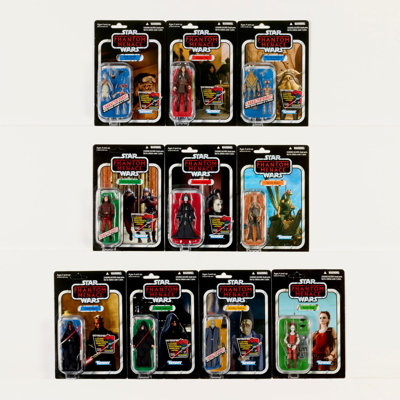 10PC 2012 Hasbro Star Wars The Vintage Collection The Phantom Menace Related Group Factory Sealed: 10PC 2012 Hasbro Star Wars The Vintage Collection The Phantom Menace Related Group Factory Sealed USA, 2012 9 h x 6 w x 1.75 d in (23 x 15 x 4 cm) 2012 The Vintage Collection Factory Sealed Group incl