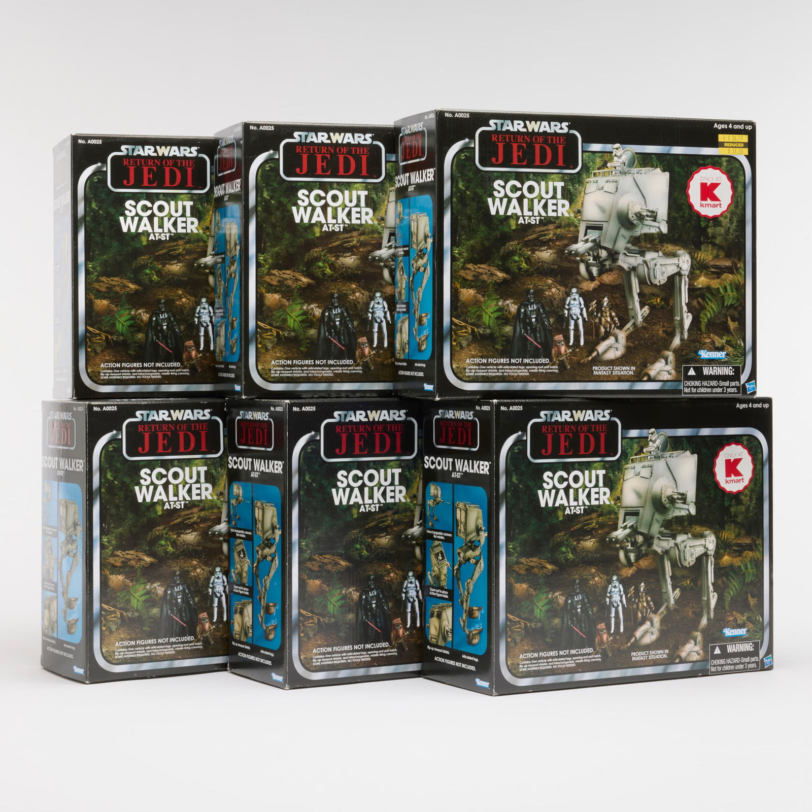 6PC 2012 Hasbro Star Wars The Vintage Collection Scout Walker AT-ST [ROTJ] (K-Mart Exclusive) Group: 6PC 2012 Hasbro Star Wars The Vintage Collection Scout Walker AT-ST [ROTJ] (K-Mart Exclusive) Group Factory Sealed USA, 2012 12.75 h x 10.5 w x 5 d in (32 x 27 x 13 cm) Factory Sealed group includes: