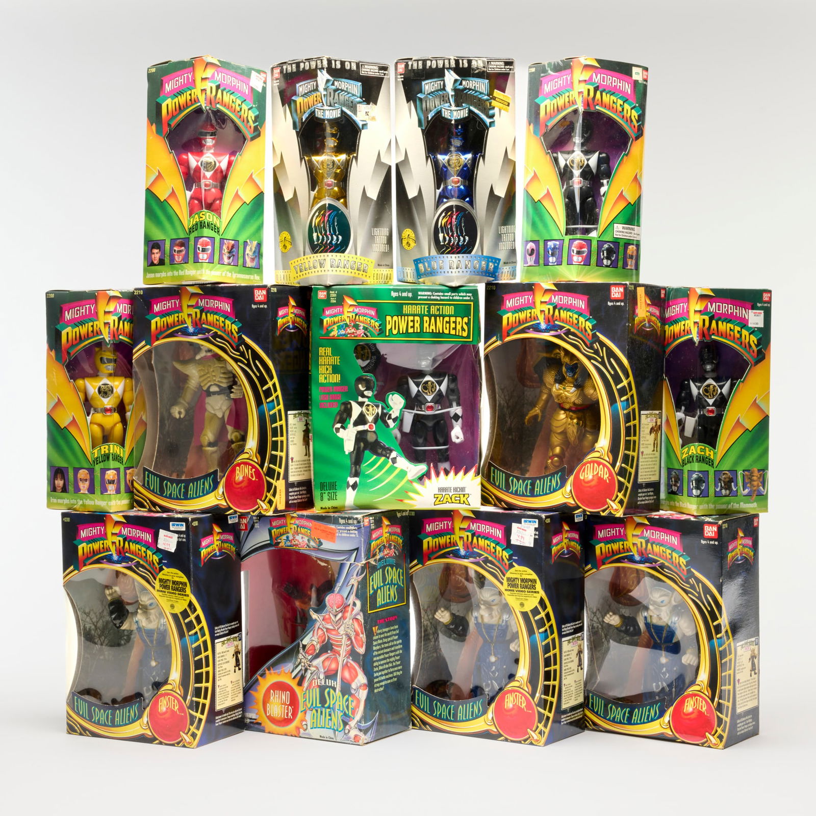 13PC 1993-95 Bandai and Irwin Mighty Morphin Power Rangers 8 Inch Group Factory Sealed (1 of 2)