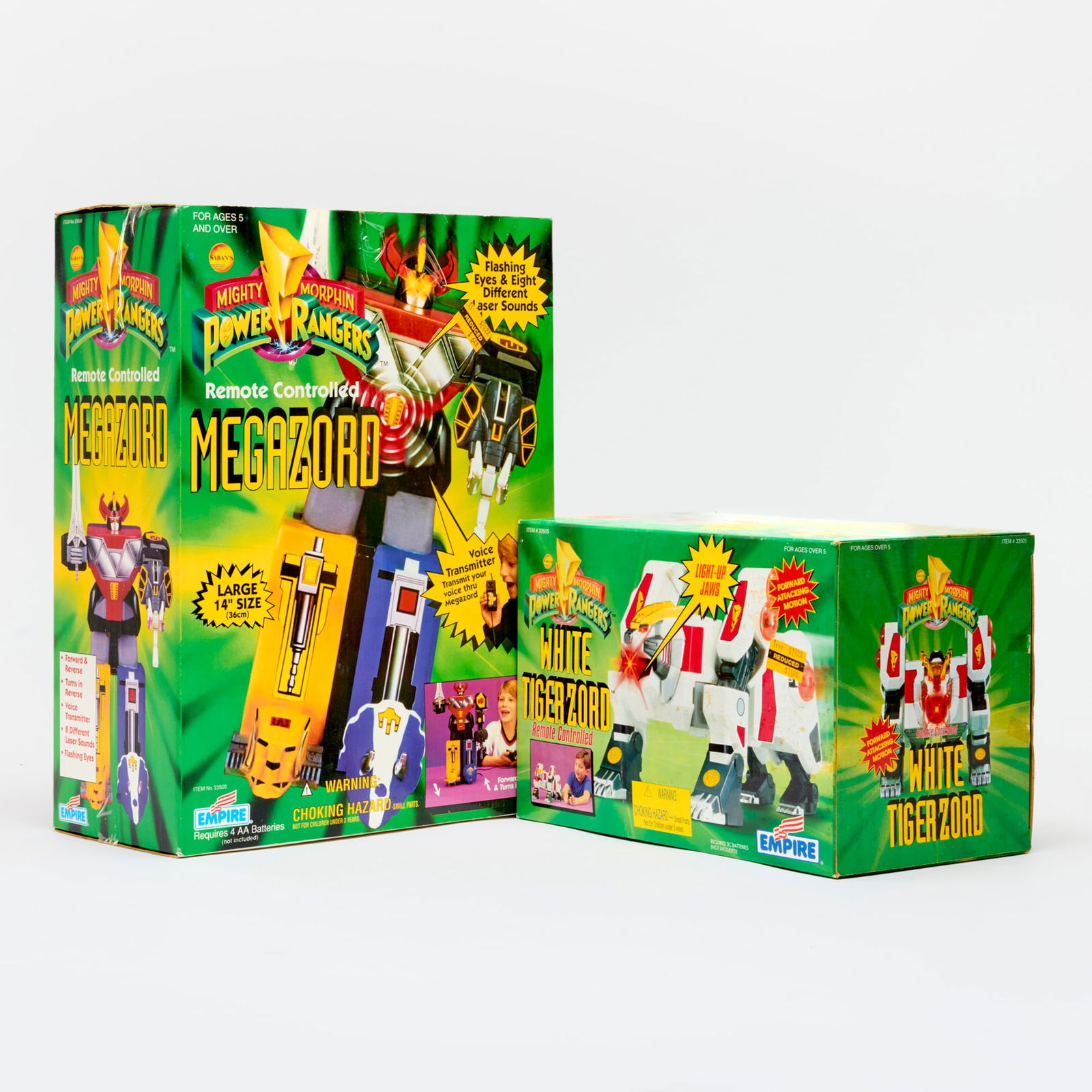 2PC 1994 Empire Mighty Morphin Power Rangers Remote Controlled Megazord and White Tigerzord Group (1 of 2)