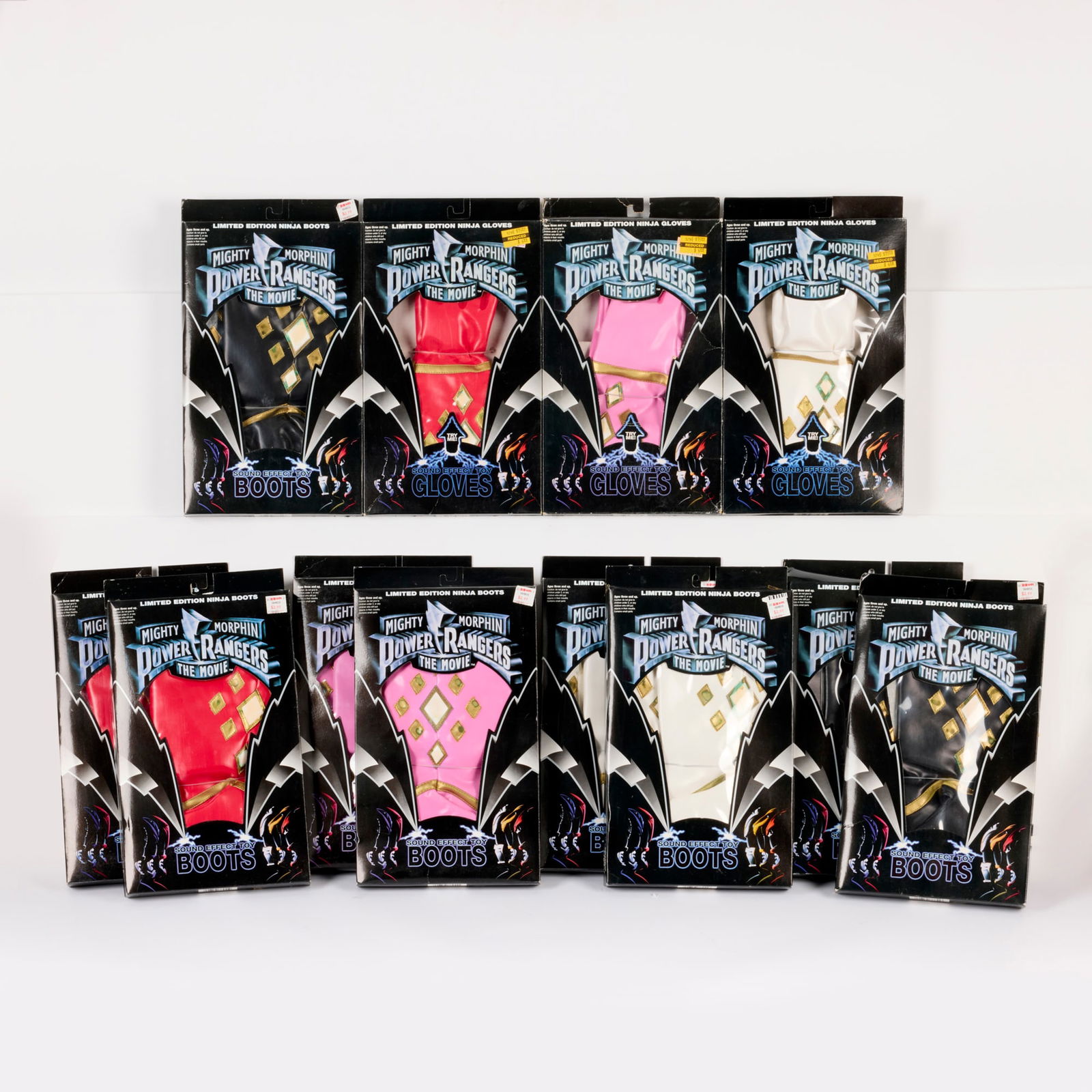 12PC 1995 Happiness Express Mighty Morphin Power Rangers The Movie Ninja Gloves and Boots Group (1 of 2)