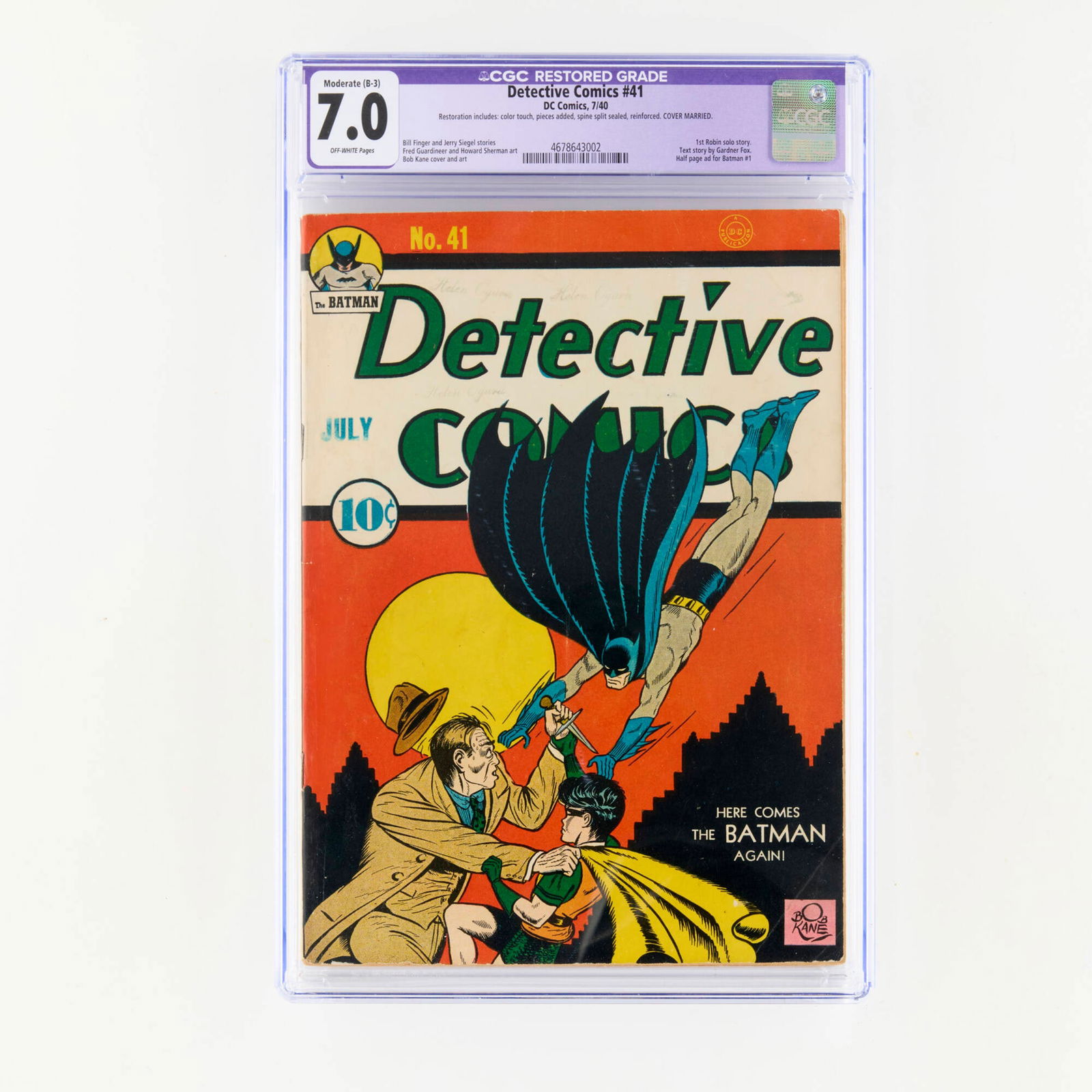 DC Comics Detective Comics #41 CGC 7.0 B-3 (1 of 2)