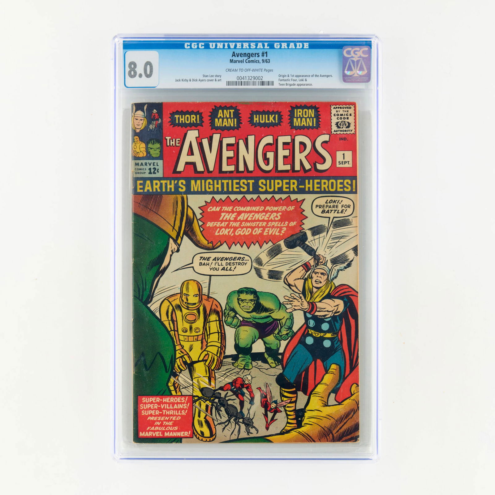 Marvel Comics Avengers #1 CGC 8.0: Marvel Comics Avengers #1 CGC 8.0 USA, 1963 Currently ranked #13 on Overstreet's list of the Top 50 Silver Age Comics, Avengers #1 marks the first appearance and origin of the Avengers, uniting Earth'
