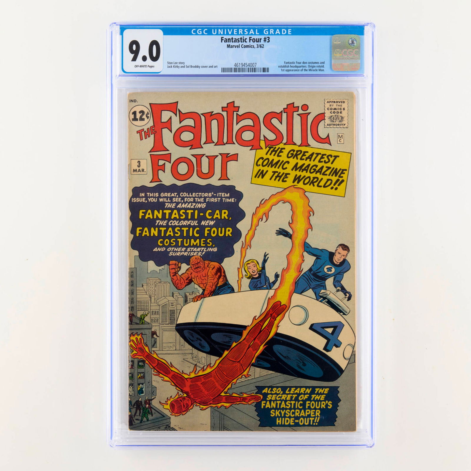 Marvel Comics Fantastic Four #3 CGC 9.0: Marvel Comics Fantastic Four #3 CGC 9.0 USA, 1962 Fantastic Four #3 features the Fantastic Four donning their iconic costumes and formally establishing their headquarters, further solidifying the team