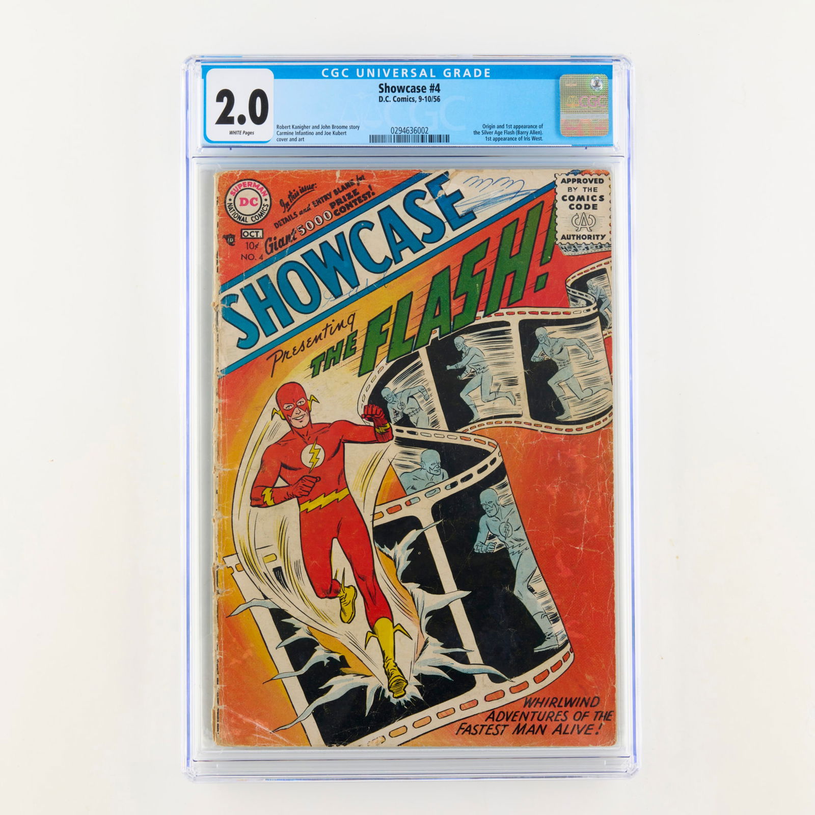 DC Comics Showcase #4 CGC 2.0: DC Comics Showcase #4 CGC 2.0 USA, 1956 Currently ranked #5 on Overstreet's list of the Top 50 Silver Age Comics, Showcase #4 is widely regarded as the book that ignited the Silver Age of comics, feat