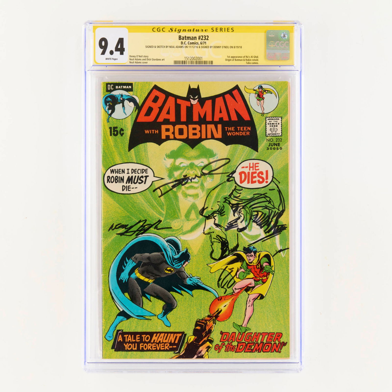 DC Comics Batman #232 CGC 9.4 Signature Series Neal Adams and Denny O'Neil (1 of 2)