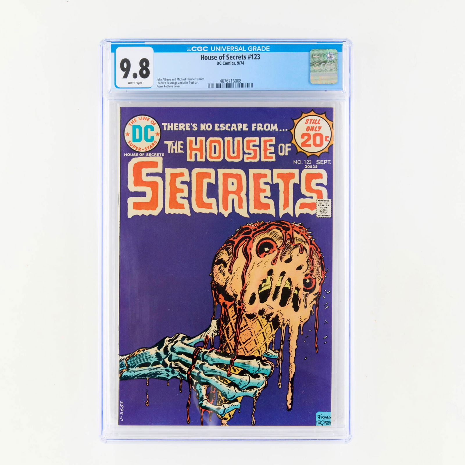 DC Comics House of Secrets #123 CGC 9.8: DC Comics House of Secrets #123 CGC 9.8 USA, 1974 This copy of House of Secrets #123 arrives at a moment when Bronze Age horror has become one of the hottest and fastest-rising segments of the comic m