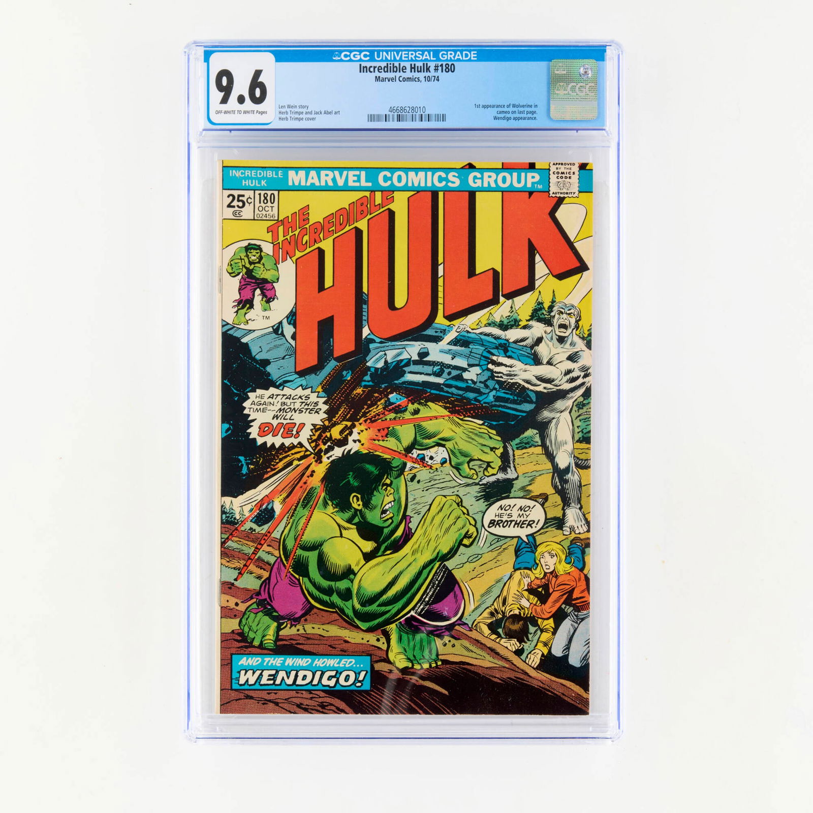 Marvel Comics Incredible Hulk #180 CGC 9.6 (1 of 2)
