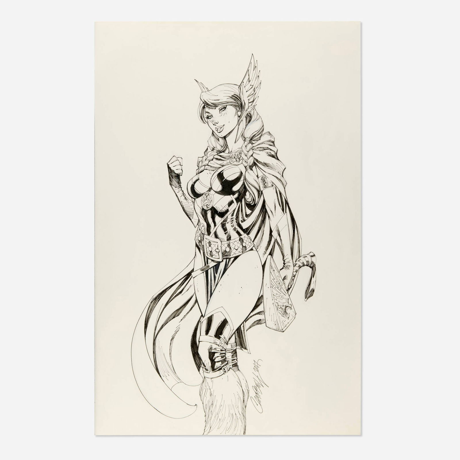 J. Scott Campbell, Avengers #8 Variant Cover Original Art (Marvel Comics, 2017): J. Scott Campbell Avengers #8 Variant Cover Original Art (Marvel Comics, 2017) pencil and ink on Bristol board 17 h x 11 w in (43 x 28 cm) A stunning, full-figure composition that perfectly encapsul